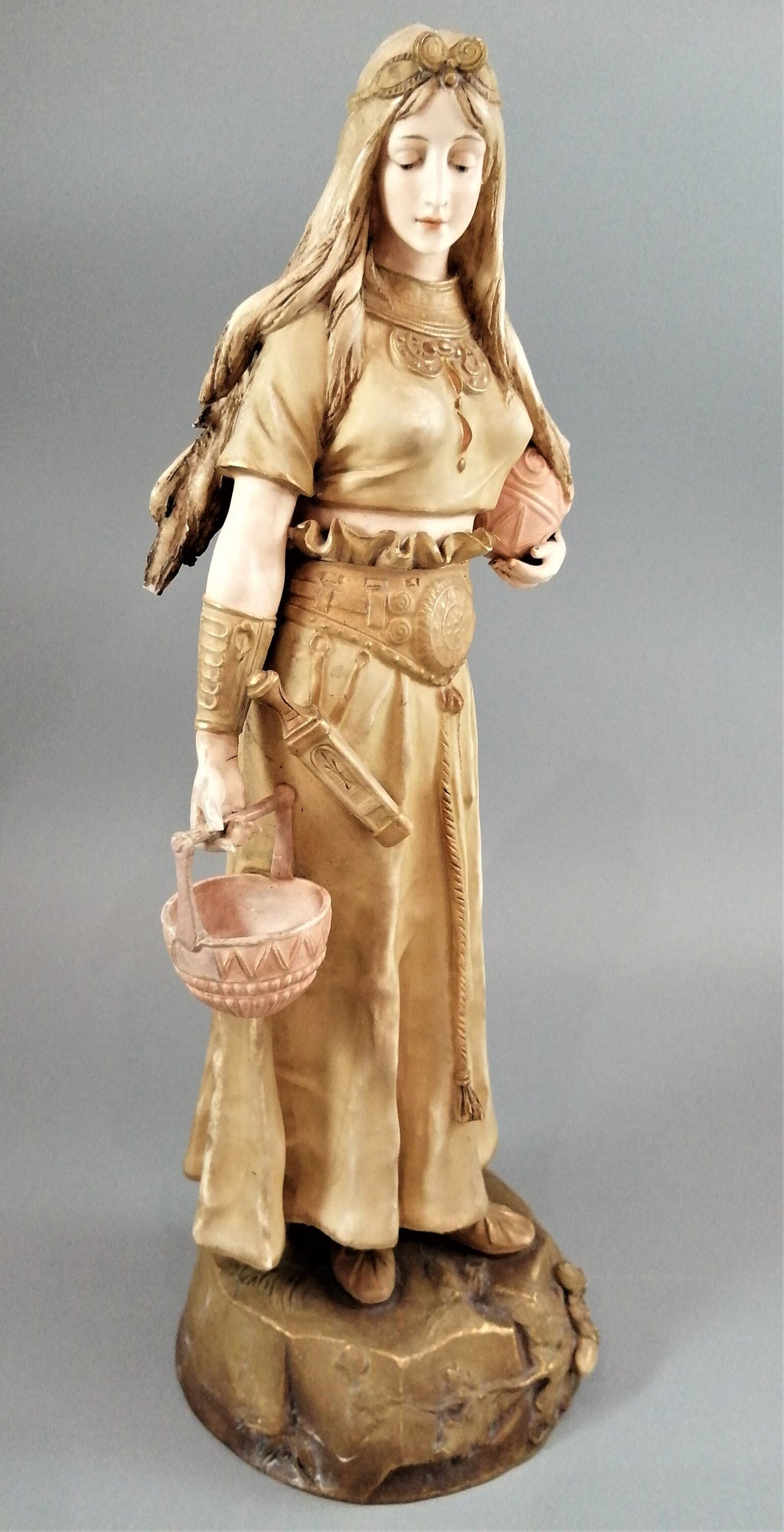 Ernst Wahliss Art Nouveau Porcelain Figurine: Bohemian Warrior Princess, 41cm