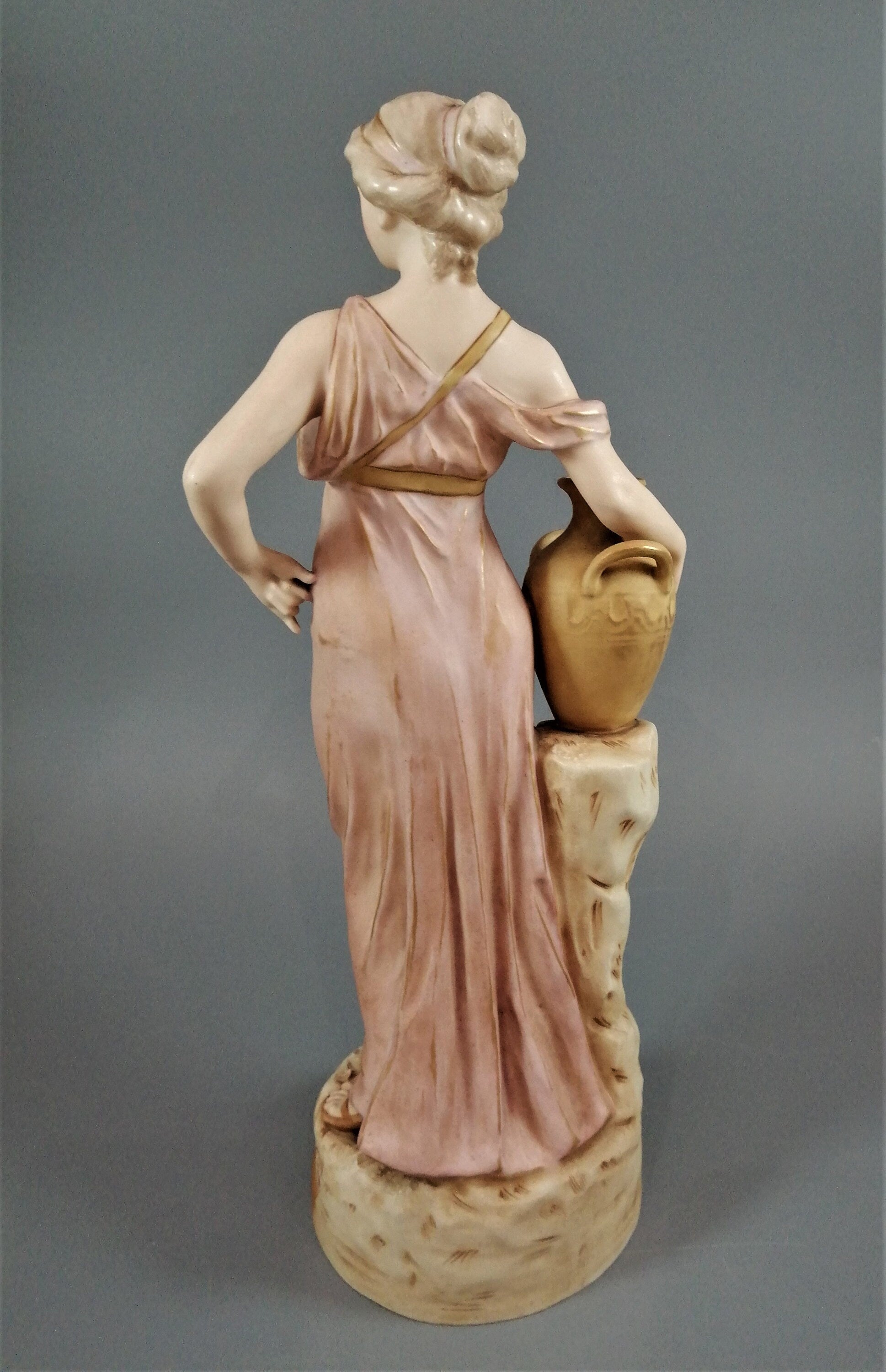 Antique Royal Dux Porcelain Figurine: Lady with Jug, Bohemian Decor