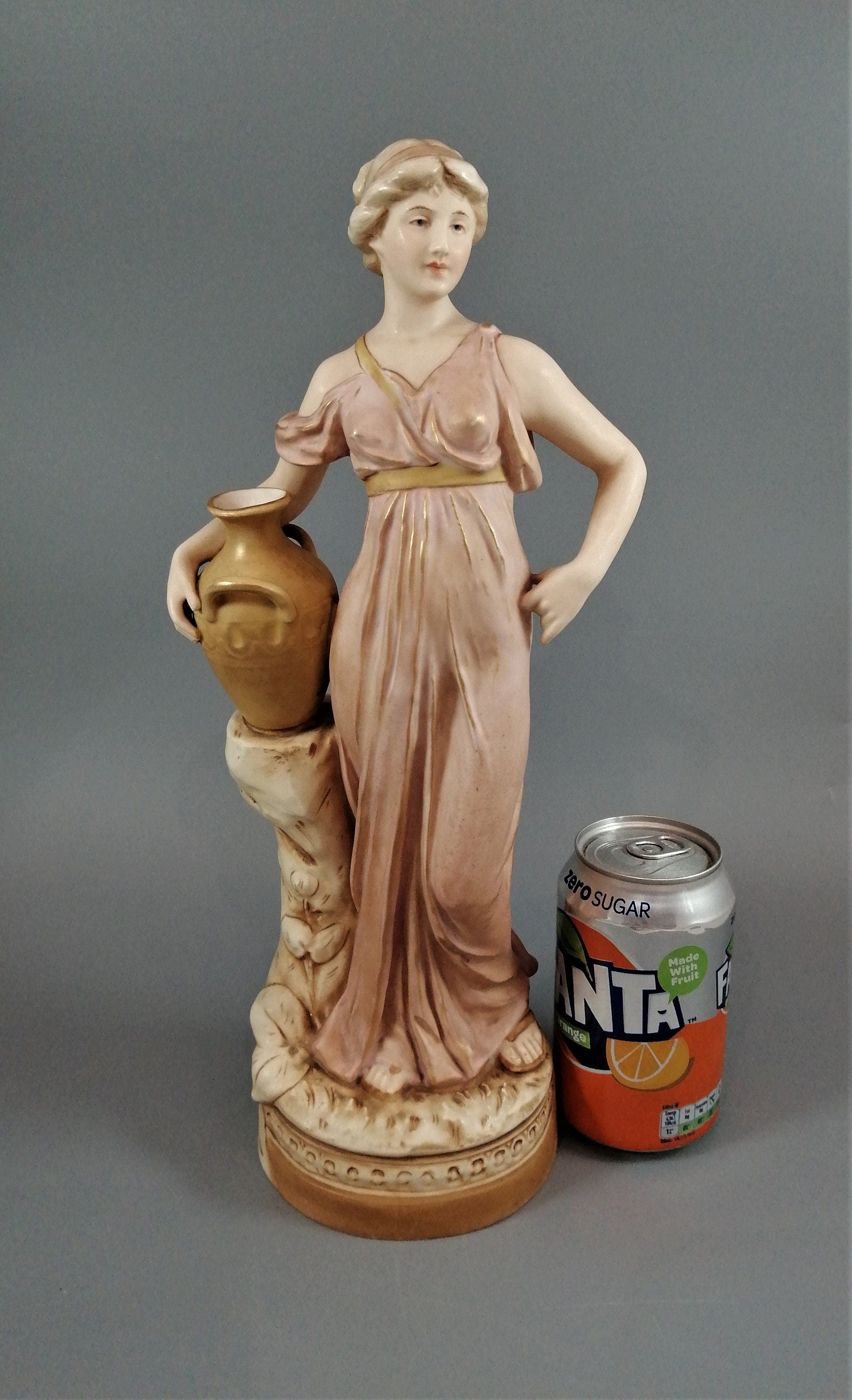 Antique Royal Dux Porcelain Figurine: Lady with Jug, Bohemian Decor