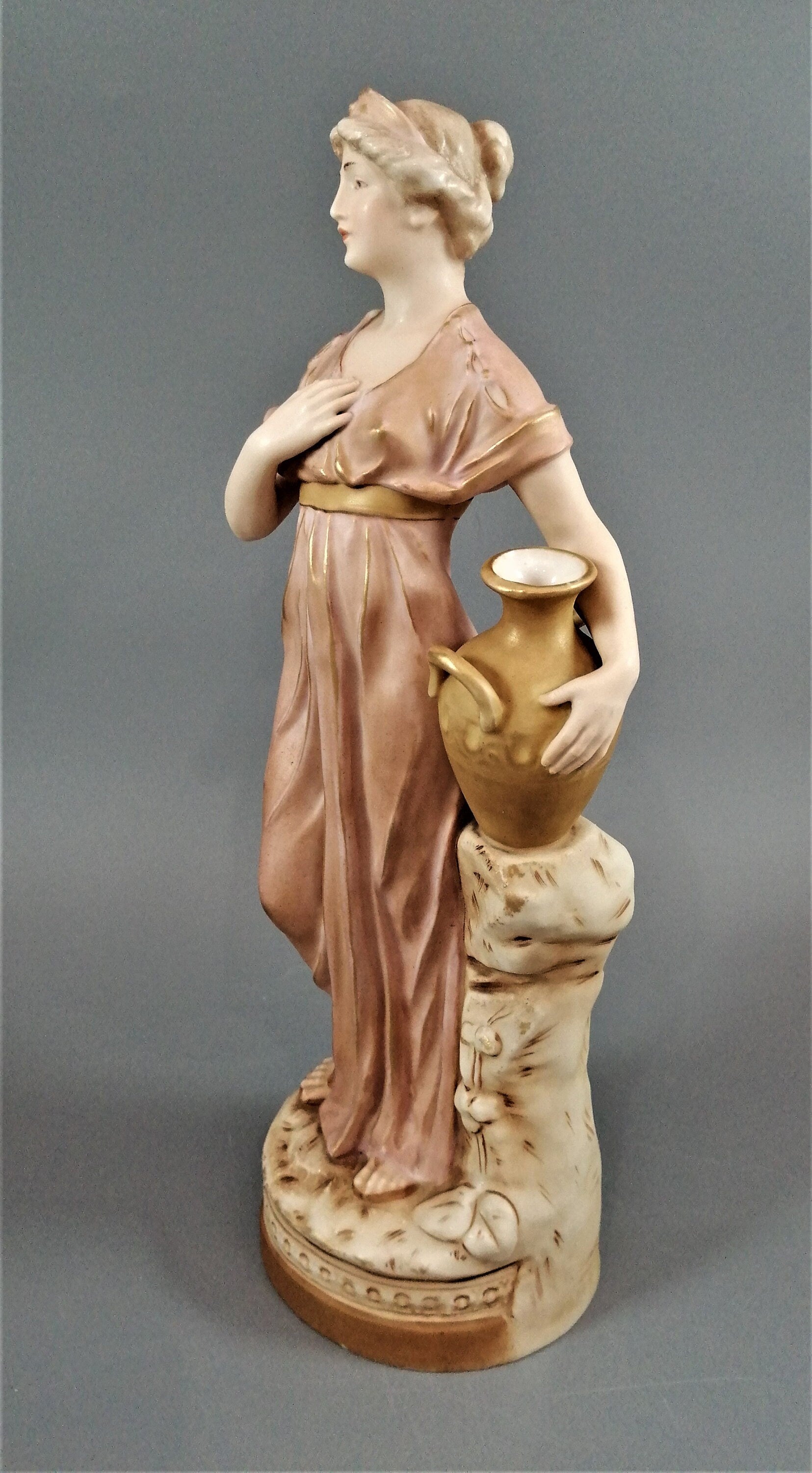 Antique Royal Dux Porcelain Figurine: Lady with Jug