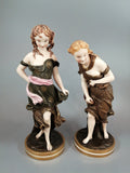 Royal Worcester 'Before the Wind' and 'Against the Wind' Figurines by James Hadley c.1876