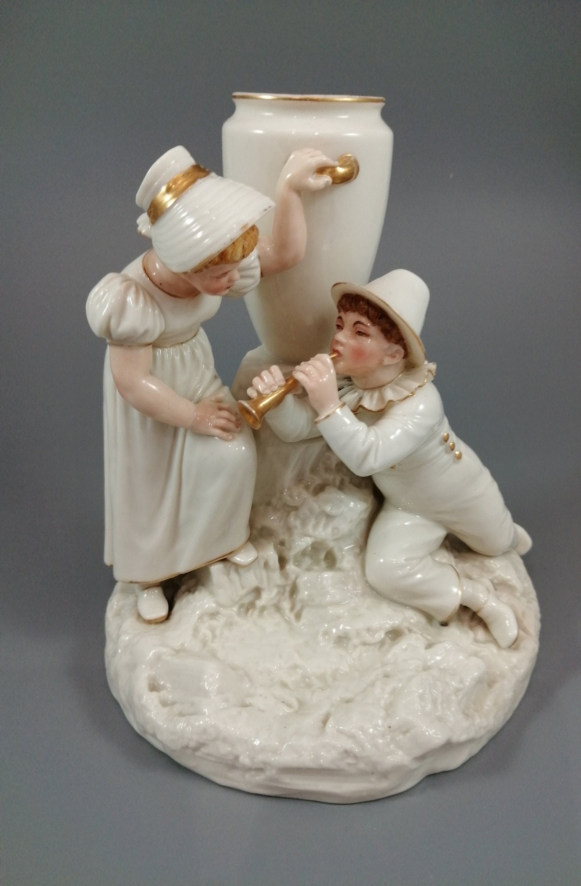 Rare Royal Worcester Figurine: Kate Greenaway Boy & Girl, Antique Decor