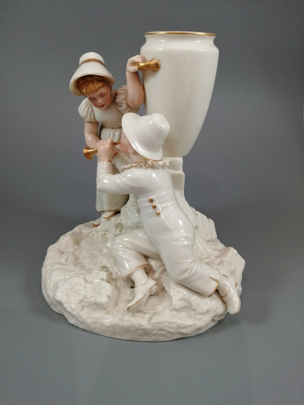 Rare Royal Worcester Figurine: Kate Greenaway Boy & Girl, Antique Decor