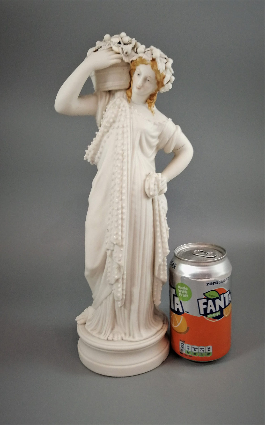 Minton Parian Porcelain Figurine: 19th Century Girl with Flowers (33 cm)