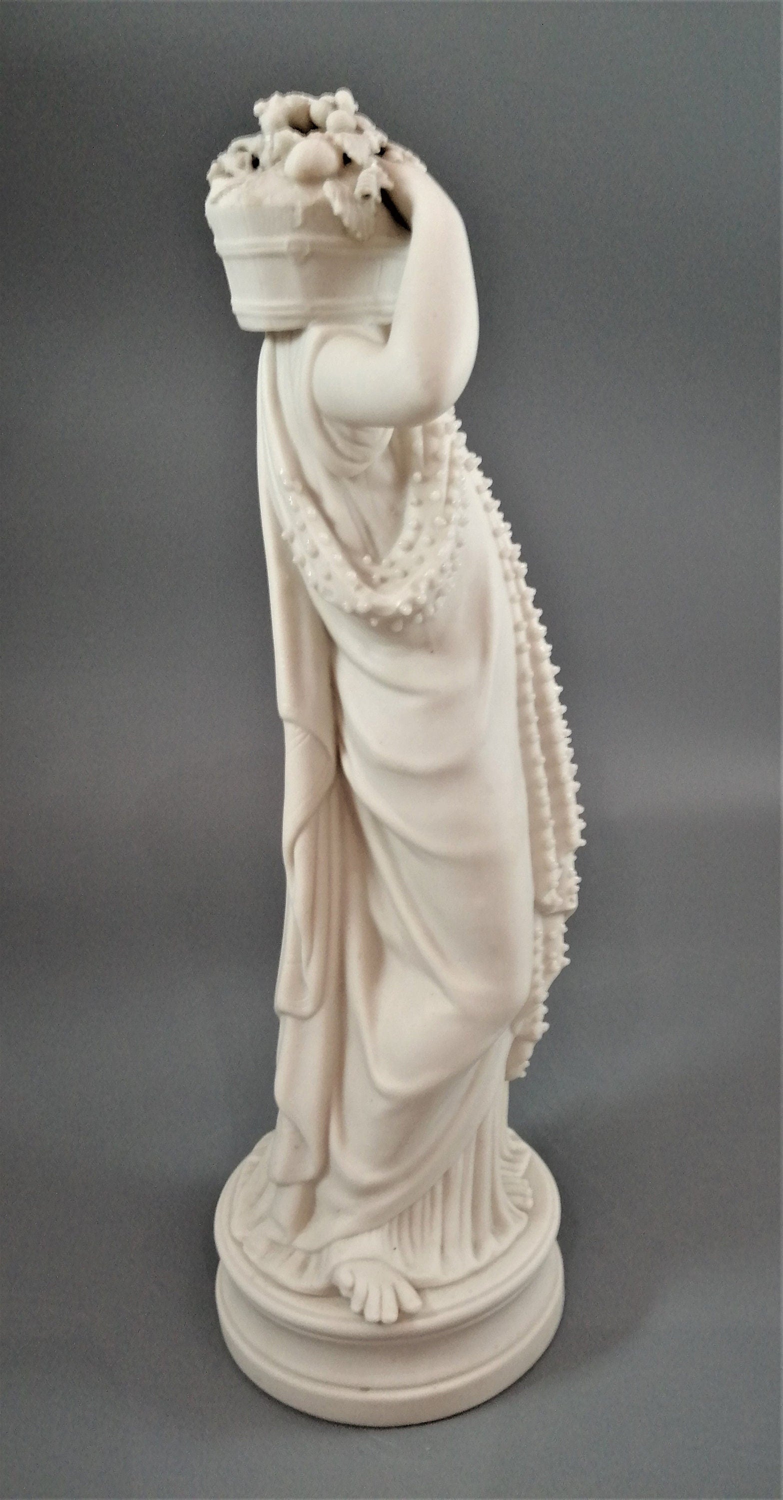 Minton Parian Porcelain Figurine: 19th Century Girl with Flowers (33 cm)