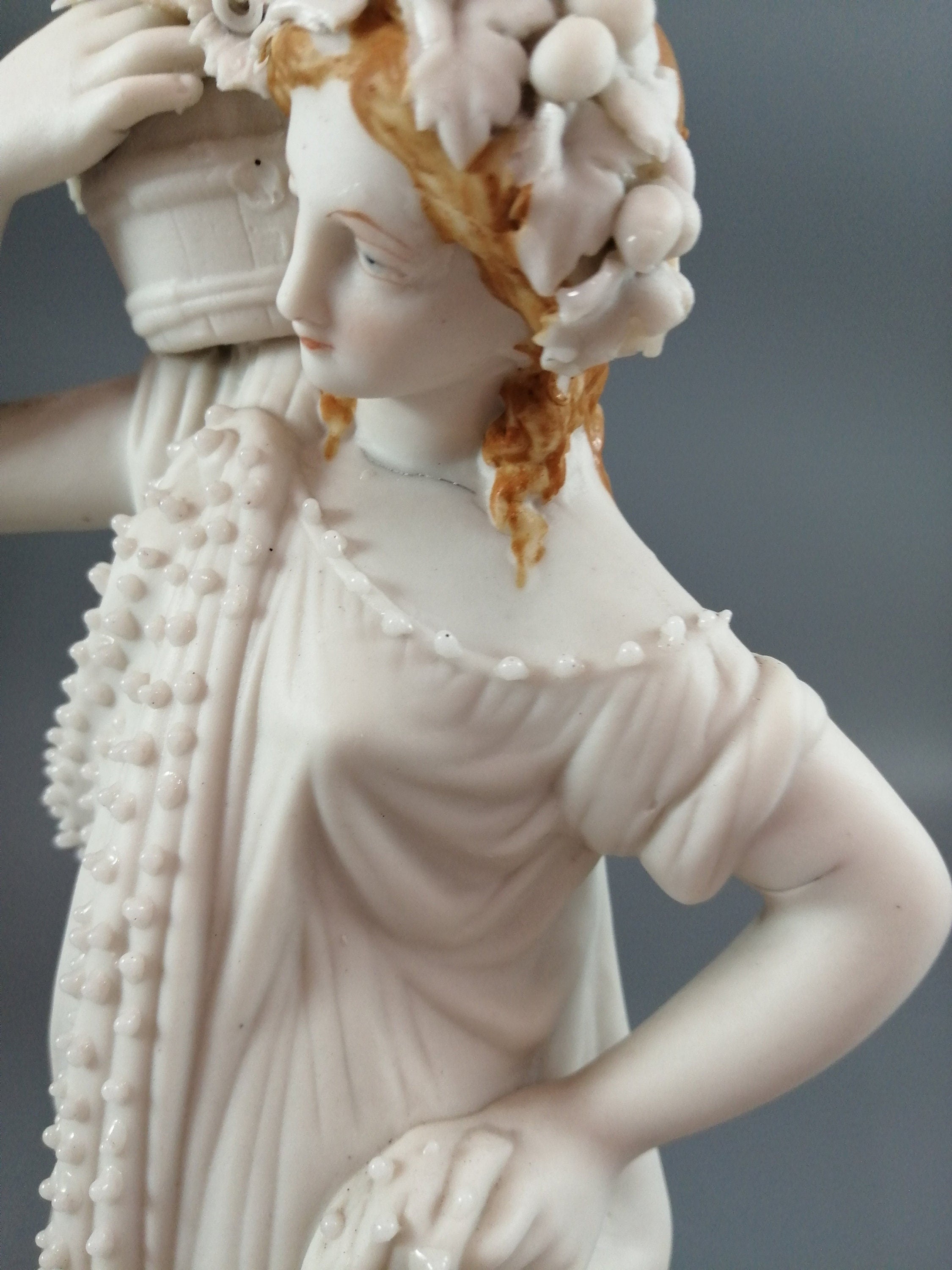 Minton Parian Porcelain Figurine: 19th Century Girl with Flowers (33 cm)