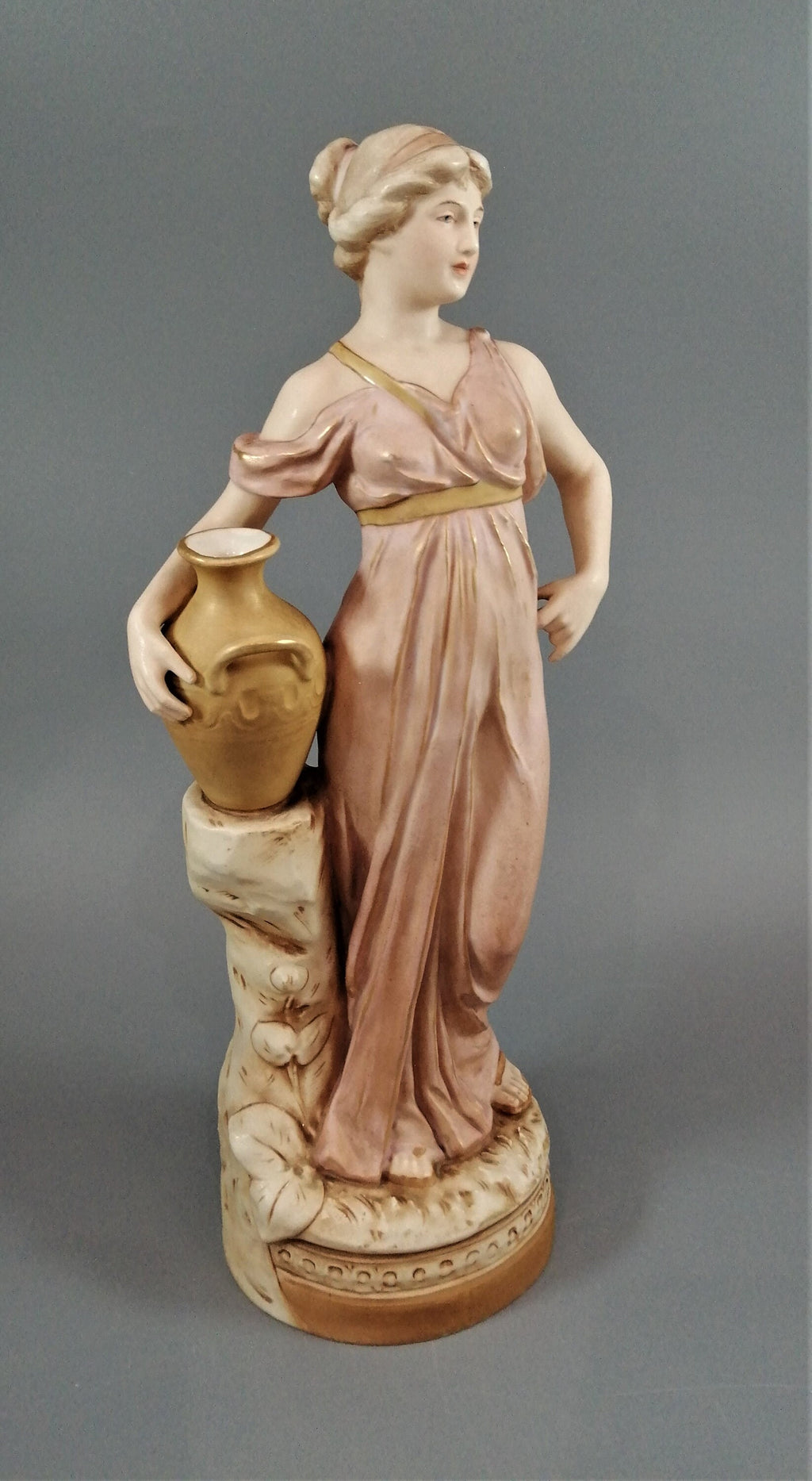 Antique Royal Dux Porcelain Figurine: Lady with Jug, Bohemian Decor