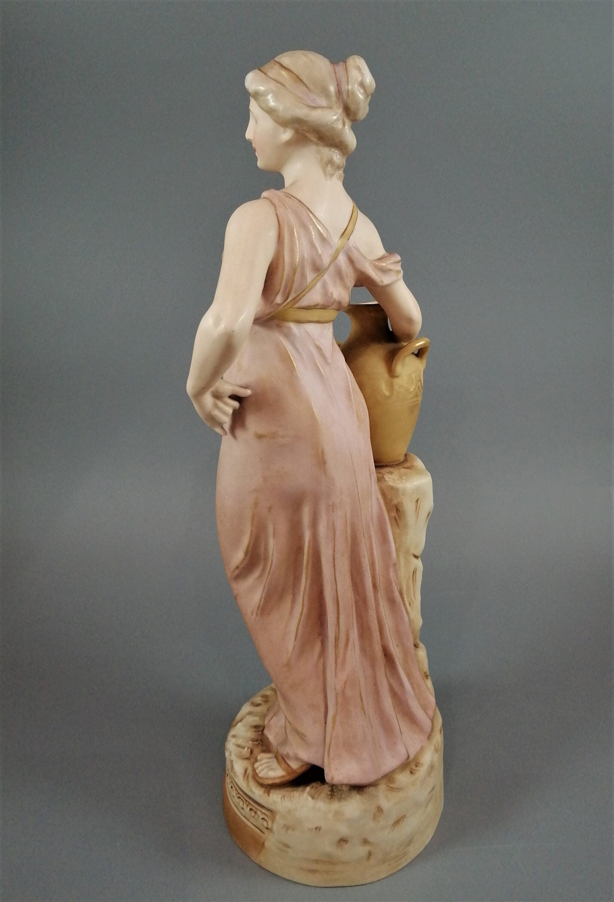 Antique Royal Dux Porcelain Figurine: Lady with Jug, Bohemian Decor
