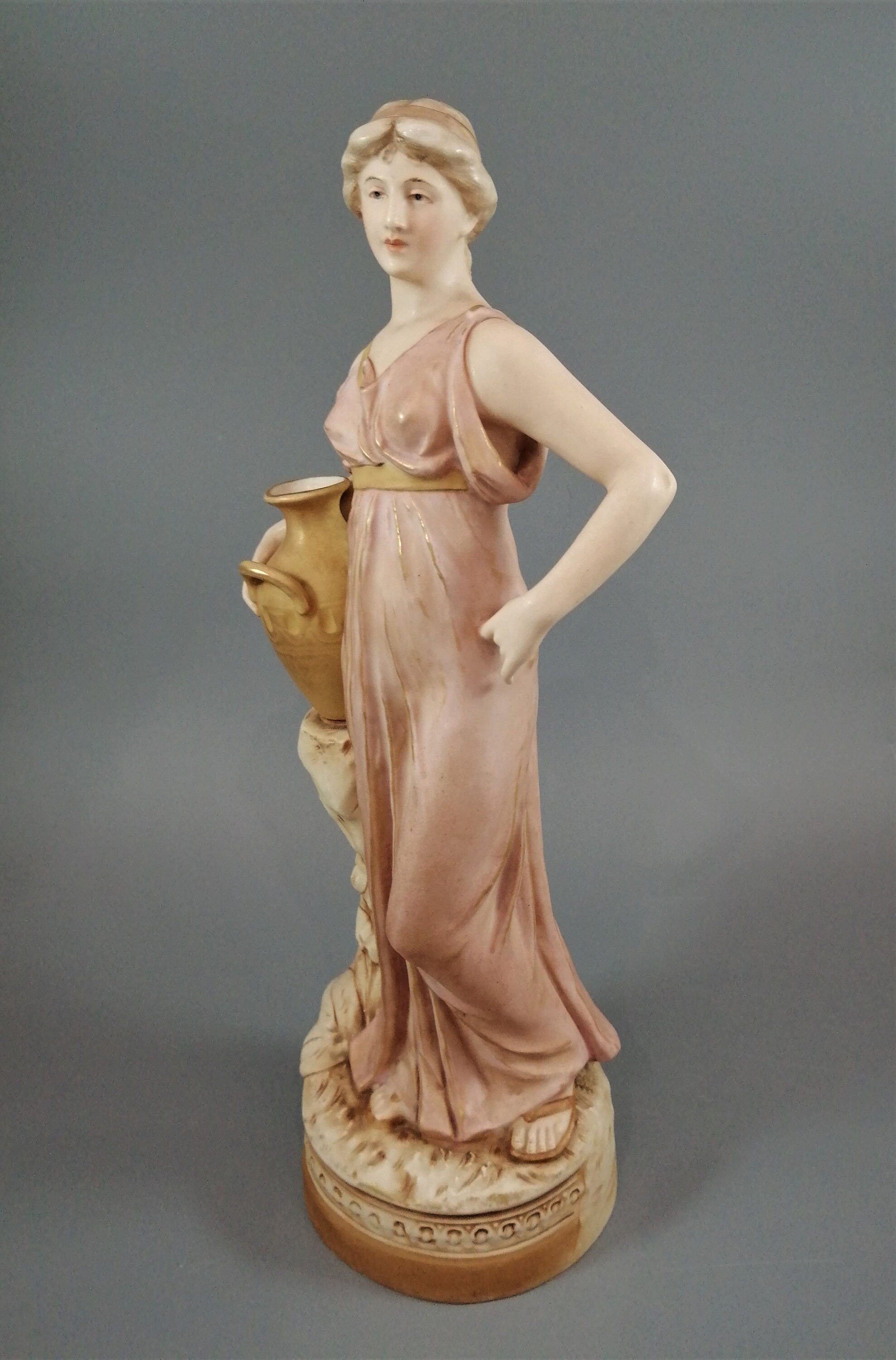 Antique Royal Dux Porcelain Figurine: Lady with Jug, Bohemian Decor