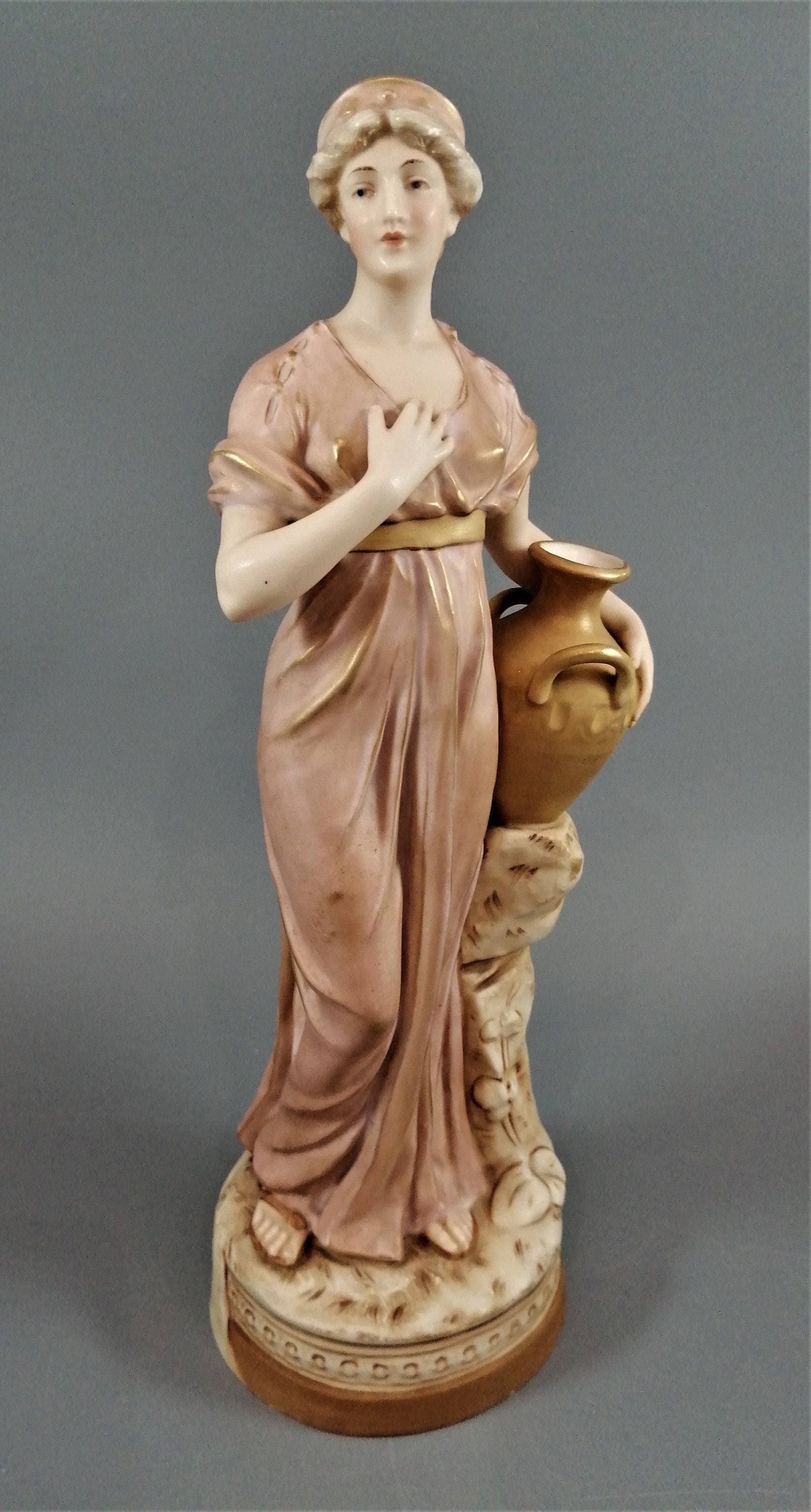 Antique Royal Dux Porcelain Figurine: Lady with Jug