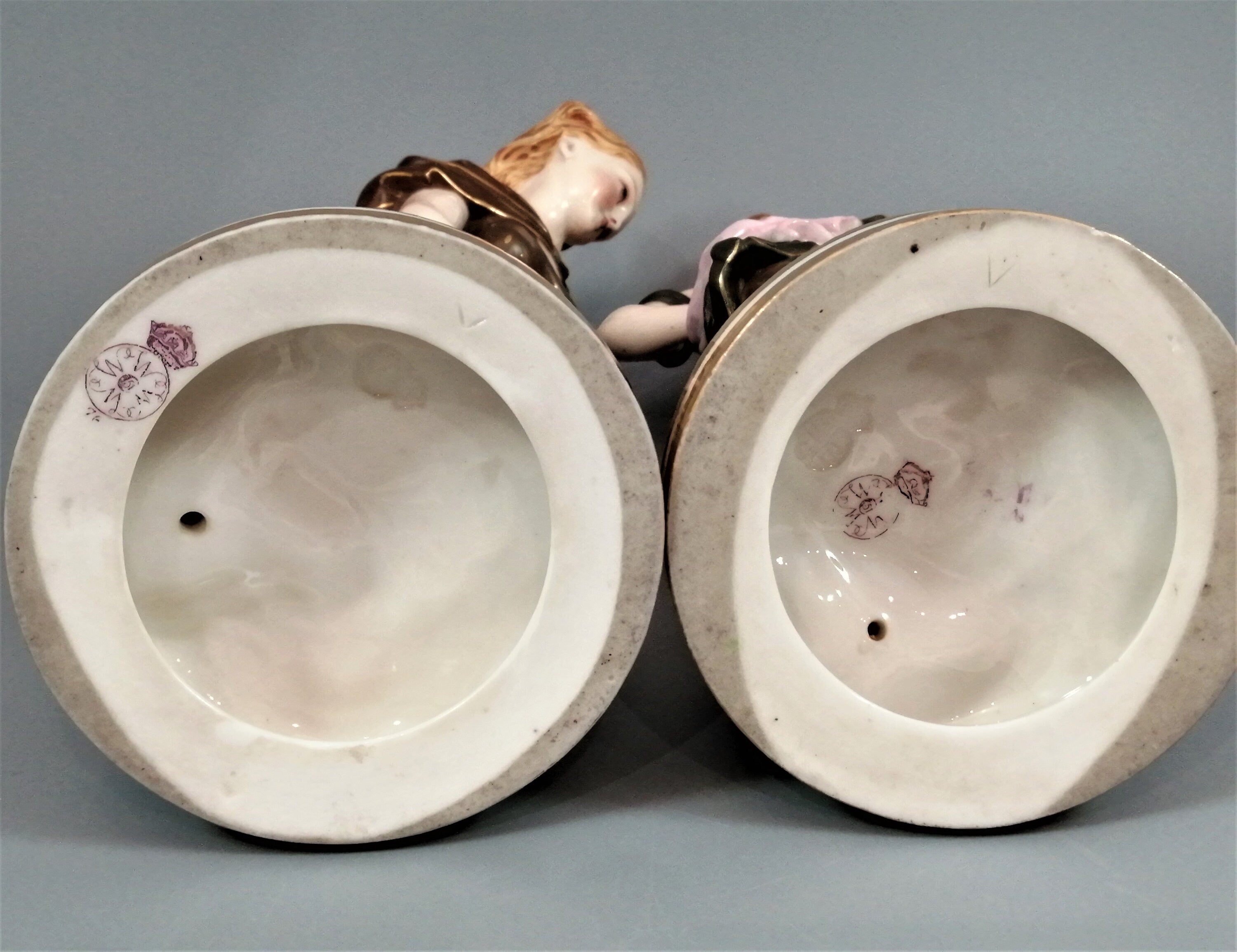 Royal Worcester 'Before the Wind' and 'Against the Wind' Figurines by James Hadley c.1876