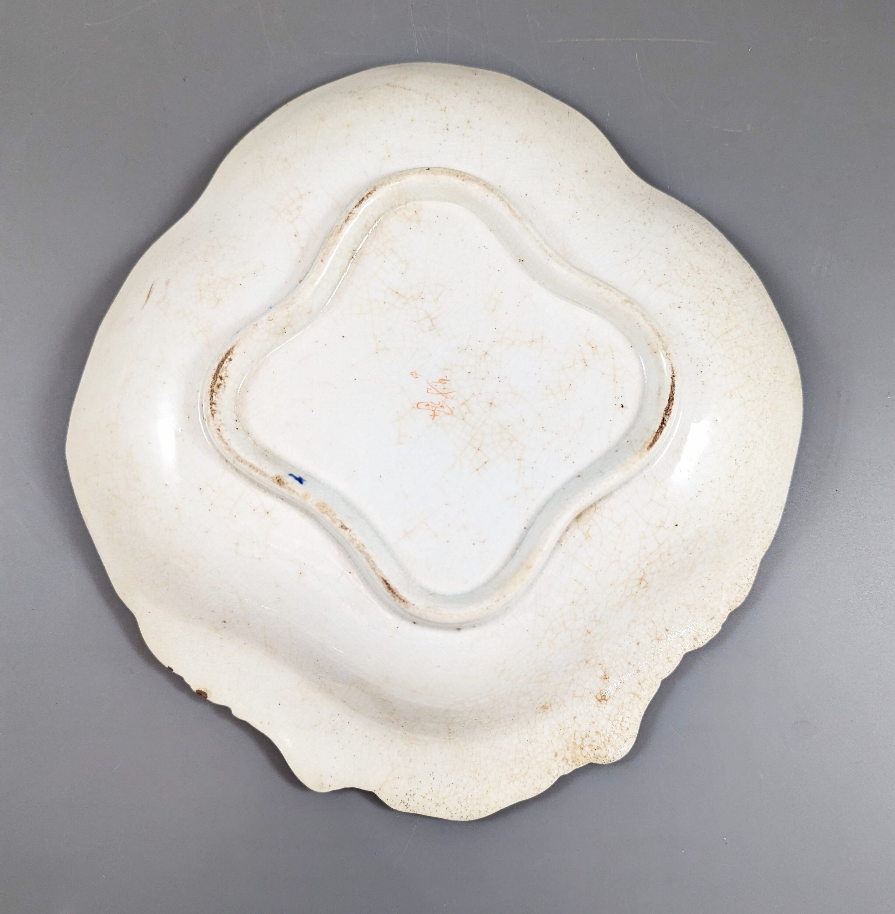 Old Derby Kakiemon style shell plate with "Two Quails" pattern,  c.1820.