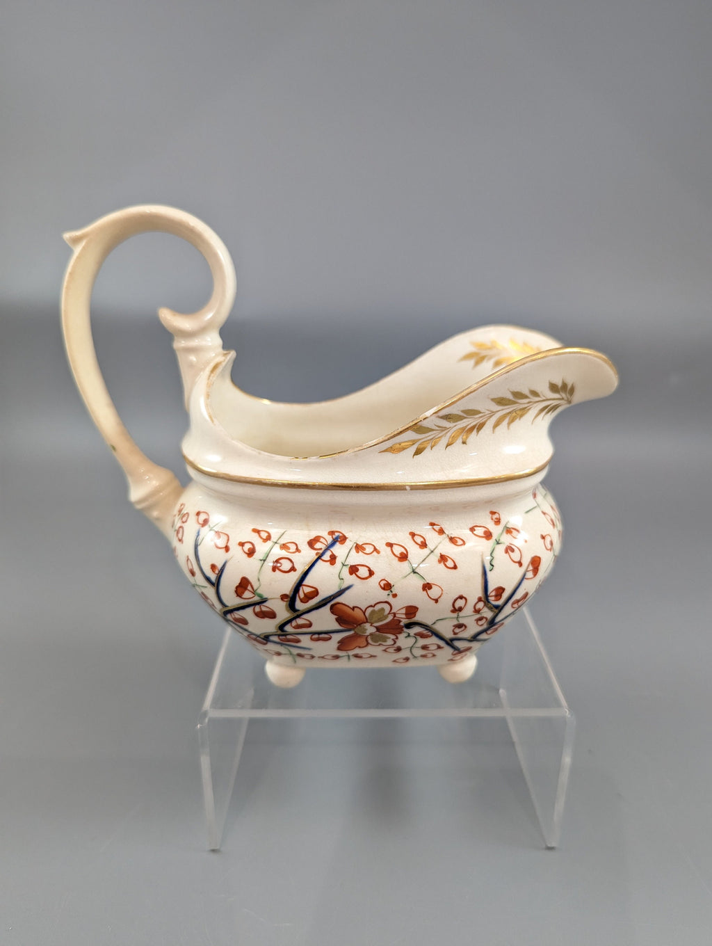 Antique Derby Kakiemon style gravy (cream) jug with Two Quails pattern, ca. 1820