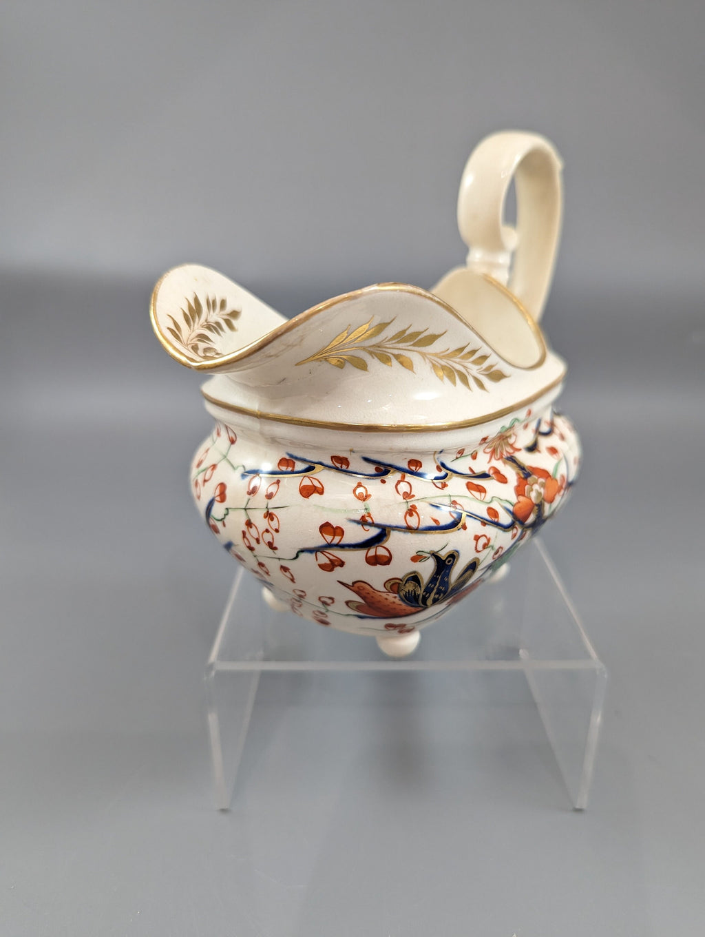 Antique Derby Kakiemon style gravy (cream) jug with Two Quails pattern, ca. 1820