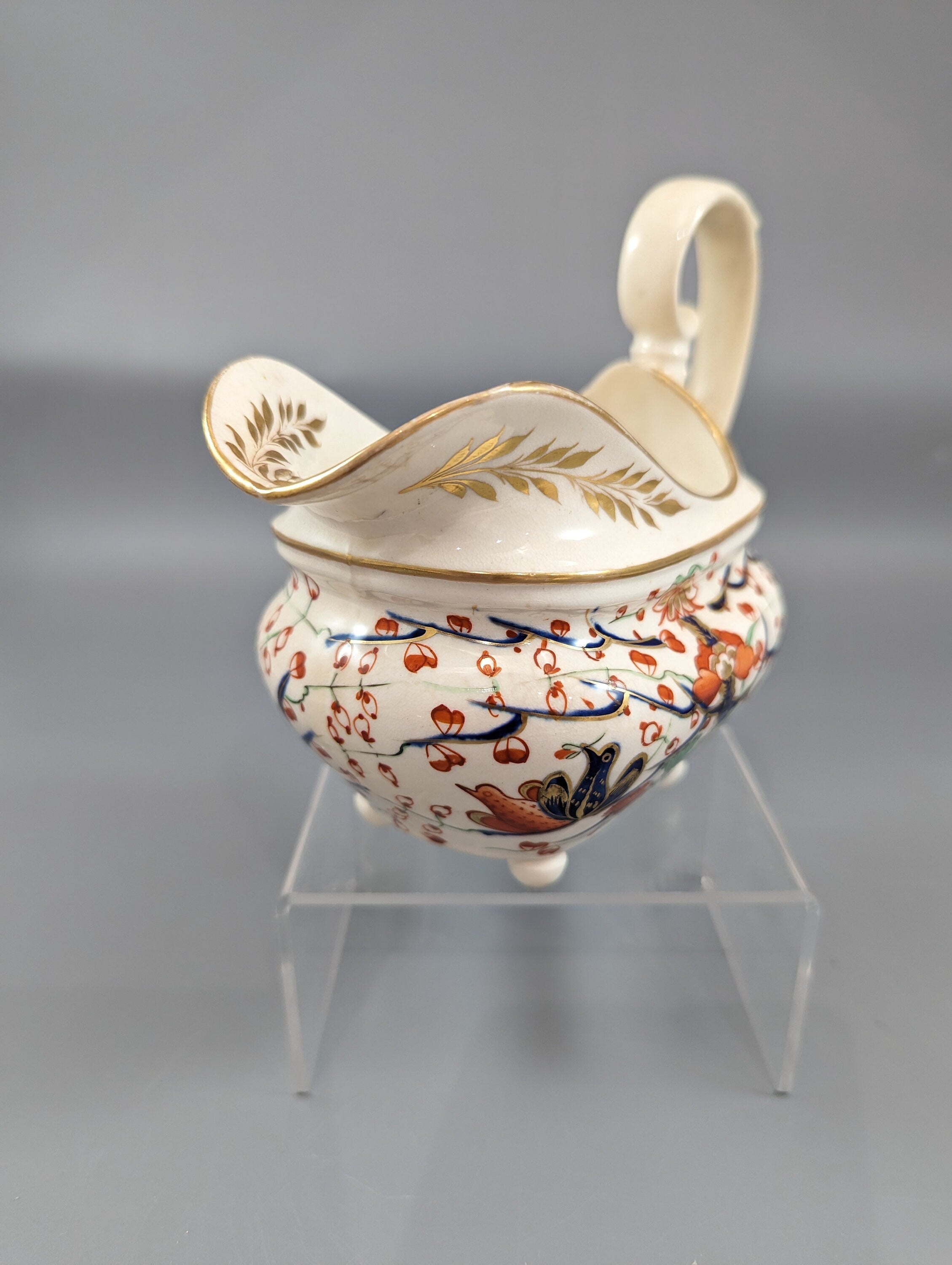 Antique Derby Kakiemon style gravy (cream) jug with Two Quails pattern, ca. 1820