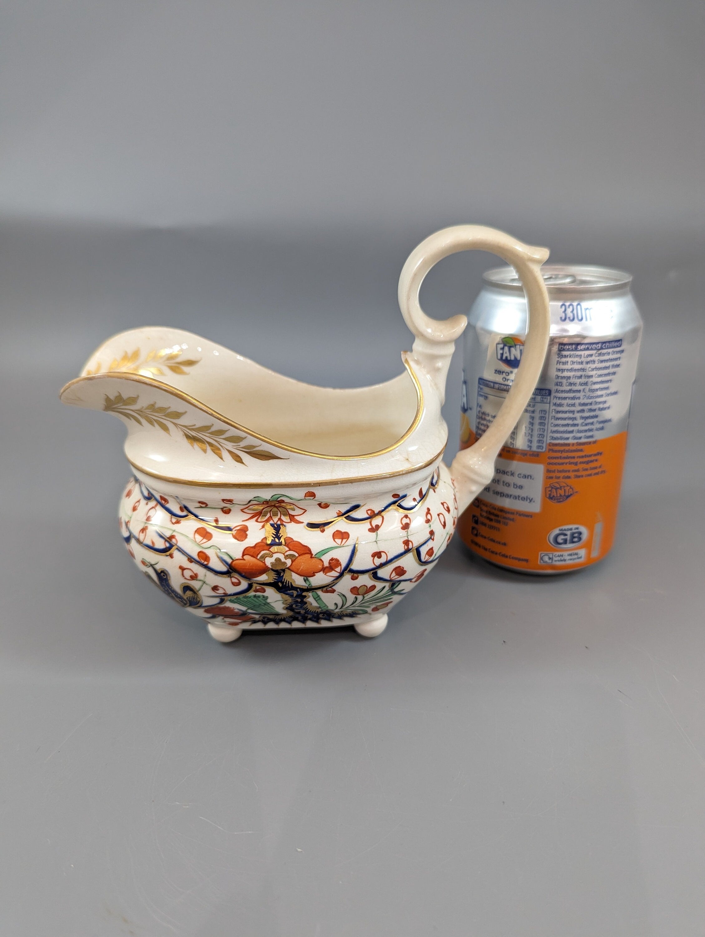 Antique Derby Kakiemon style gravy (cream) jug with Two Quails pattern, ca. 1820