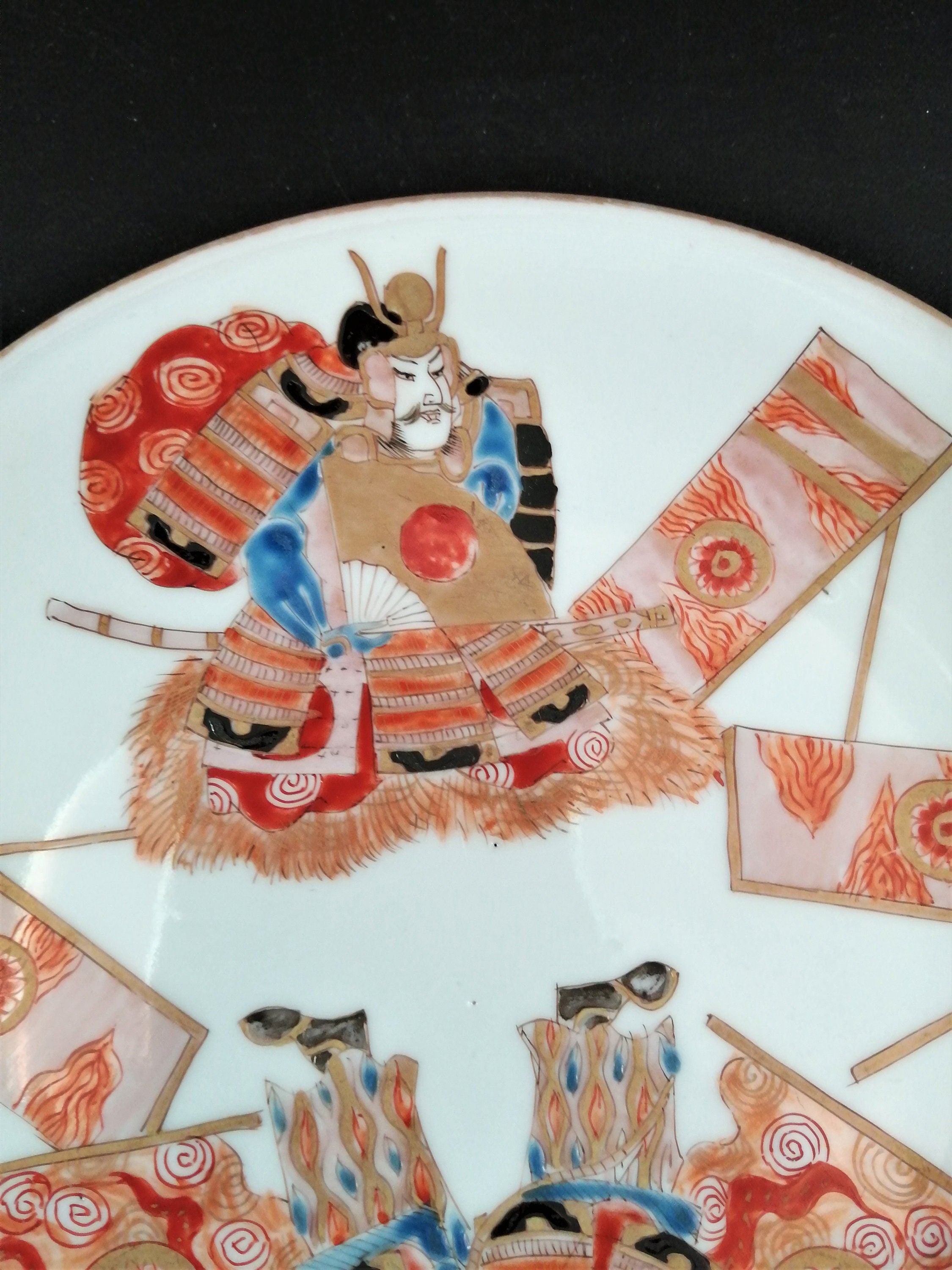 Meiji Arita Porcelain Plate: Hand-Painted Samurai, Japanese Export Ware (15.5 cm)
