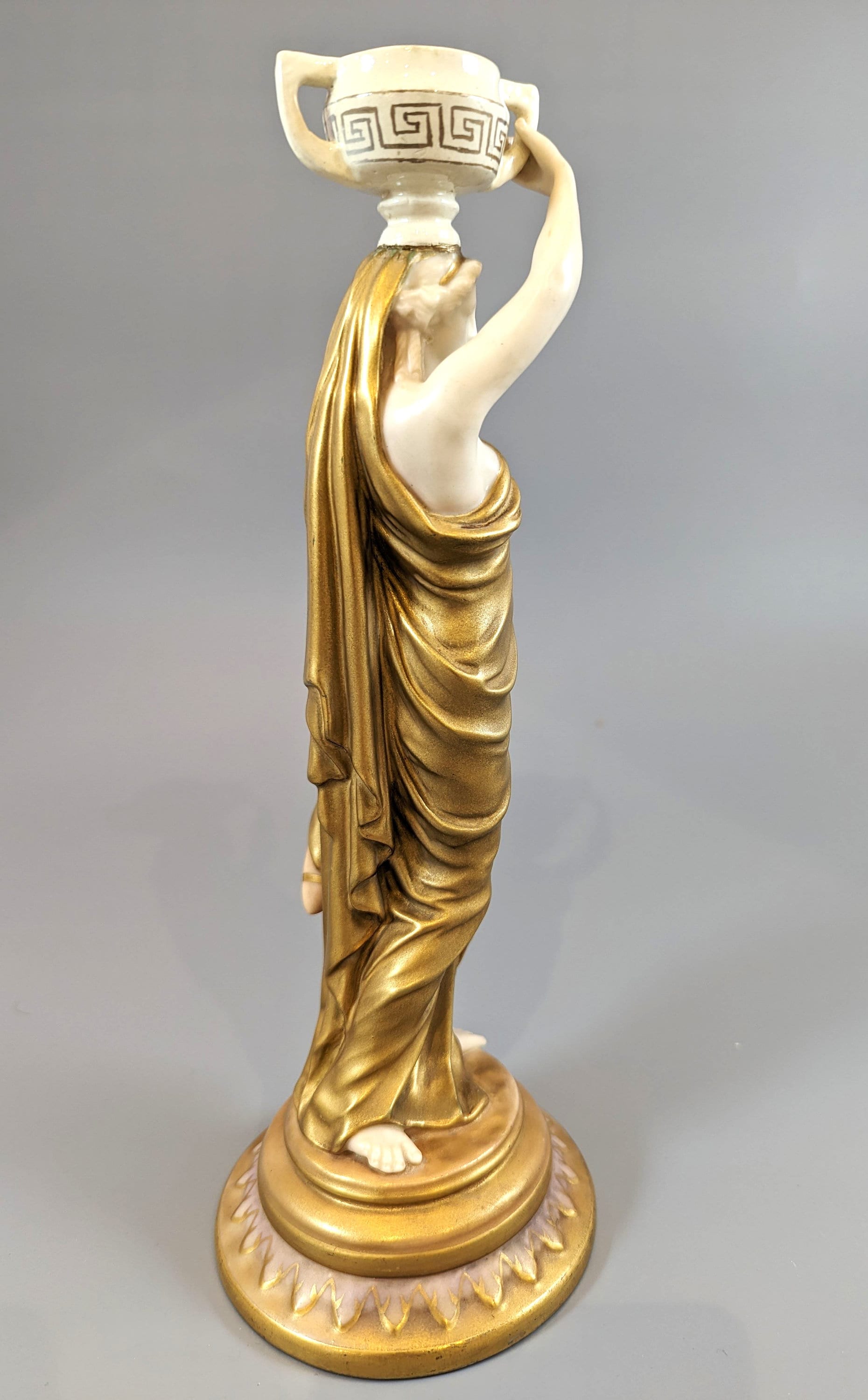 Royal Worcester "Greek Water Bearer" Figurine: Cricklite Fairy Lamp Base, c. 1891