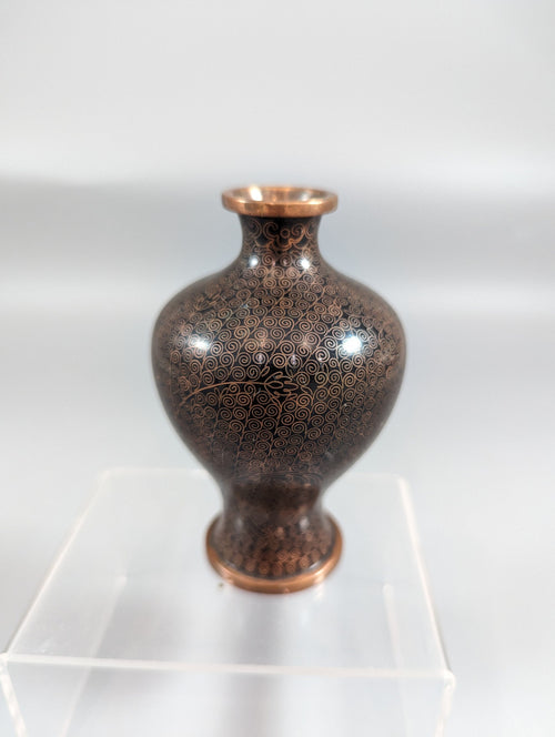 Antique Chinese Cloisonné Vase: Black Enamel Floral Vase, Early 19th Century (10.5 cm)