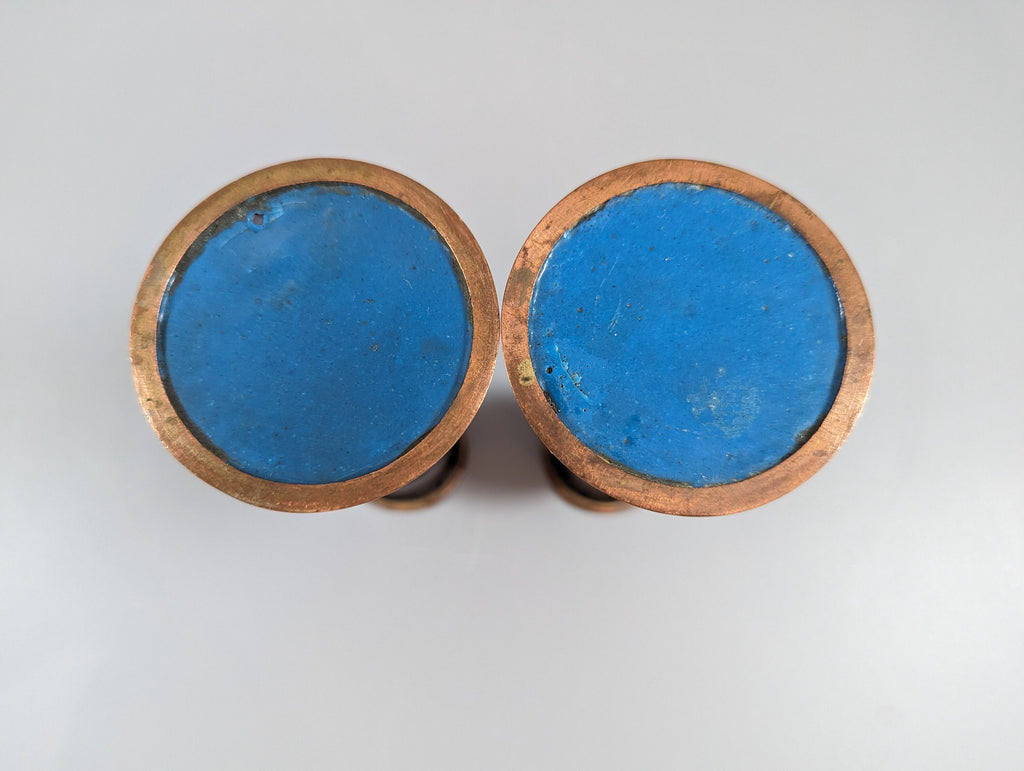 Antique Chinese Cloisonné Candlesticks: Floral Enamelware, 19th Century