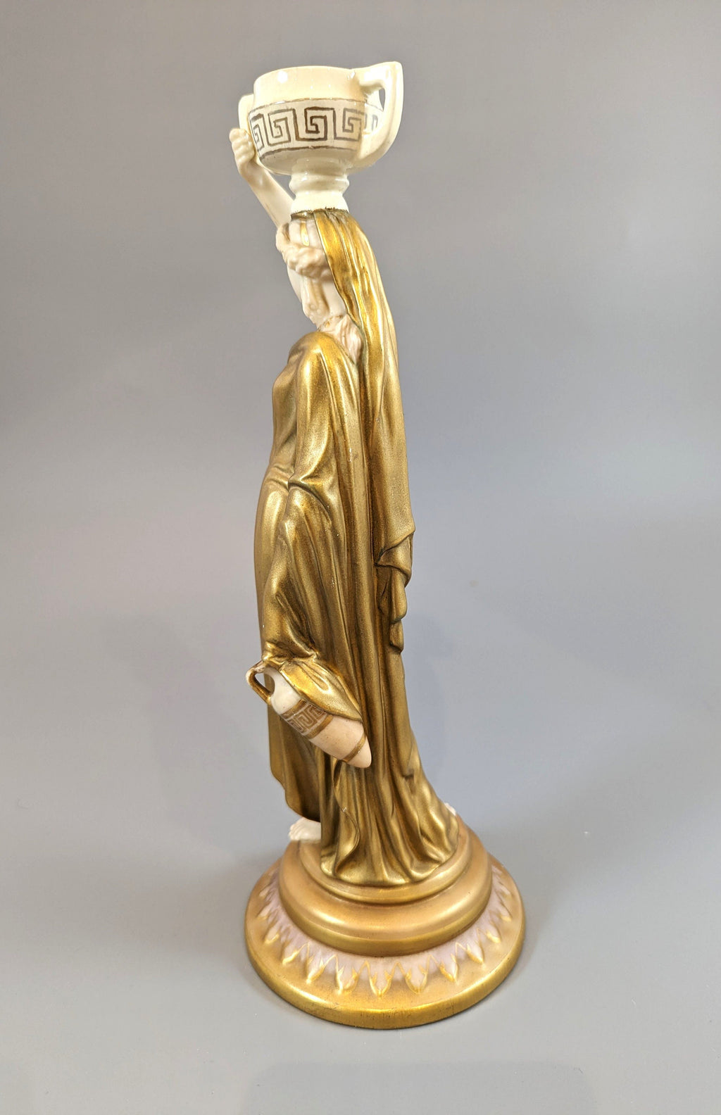 Royal Worcester "Greek Water Bearer" Figurine: Cricklite Fairy Lamp Base, c. 1891