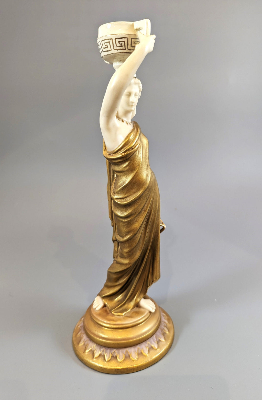 Royal Worcester "Greek Water Bearer" Figurine: Cricklite Fairy Lamp Base, c. 1891
