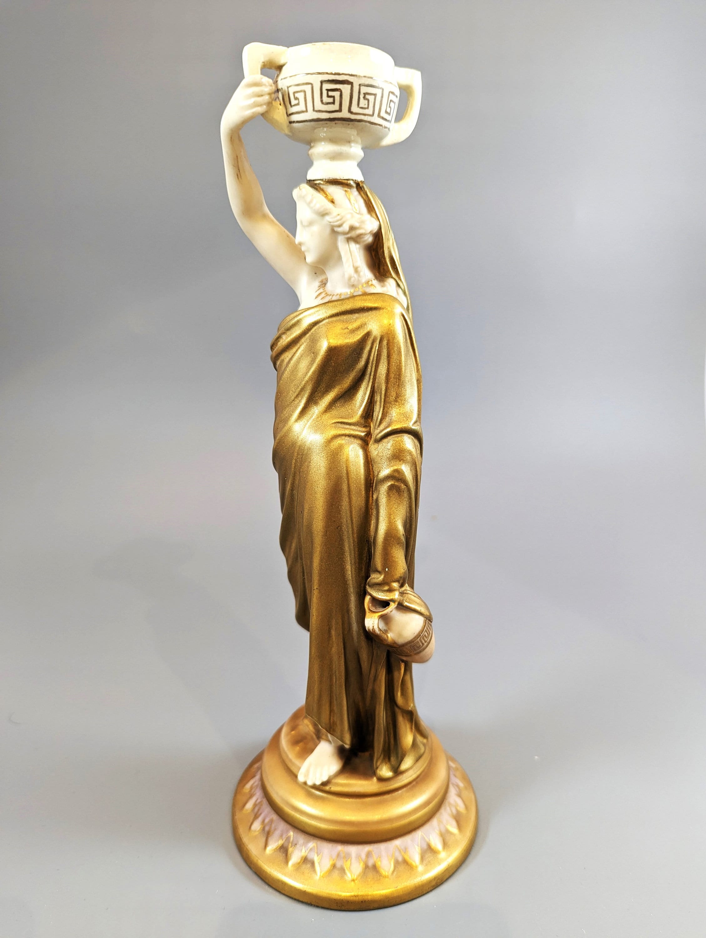 Royal Worcester "Greek Water Bearer" Figurine: Cricklite Fairy Lamp Base, c. 1891