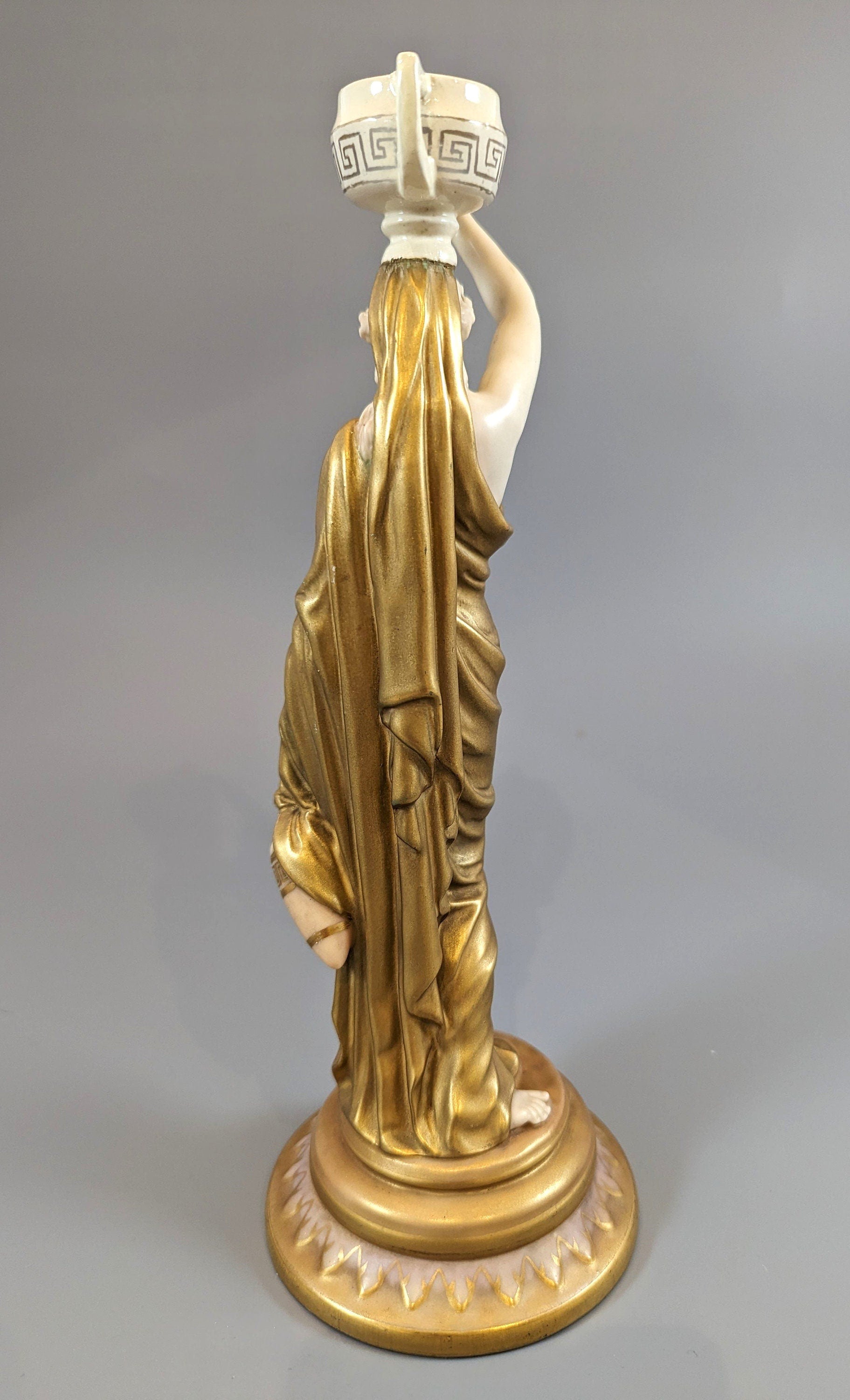 Royal Worcester "Greek Water Bearer" Figurine: Cricklite Fairy Lamp Base, c. 1891
