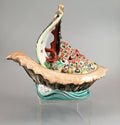 Japanese Kutani censer in the shape of a treasure ship, Takarabune, Meiji period
