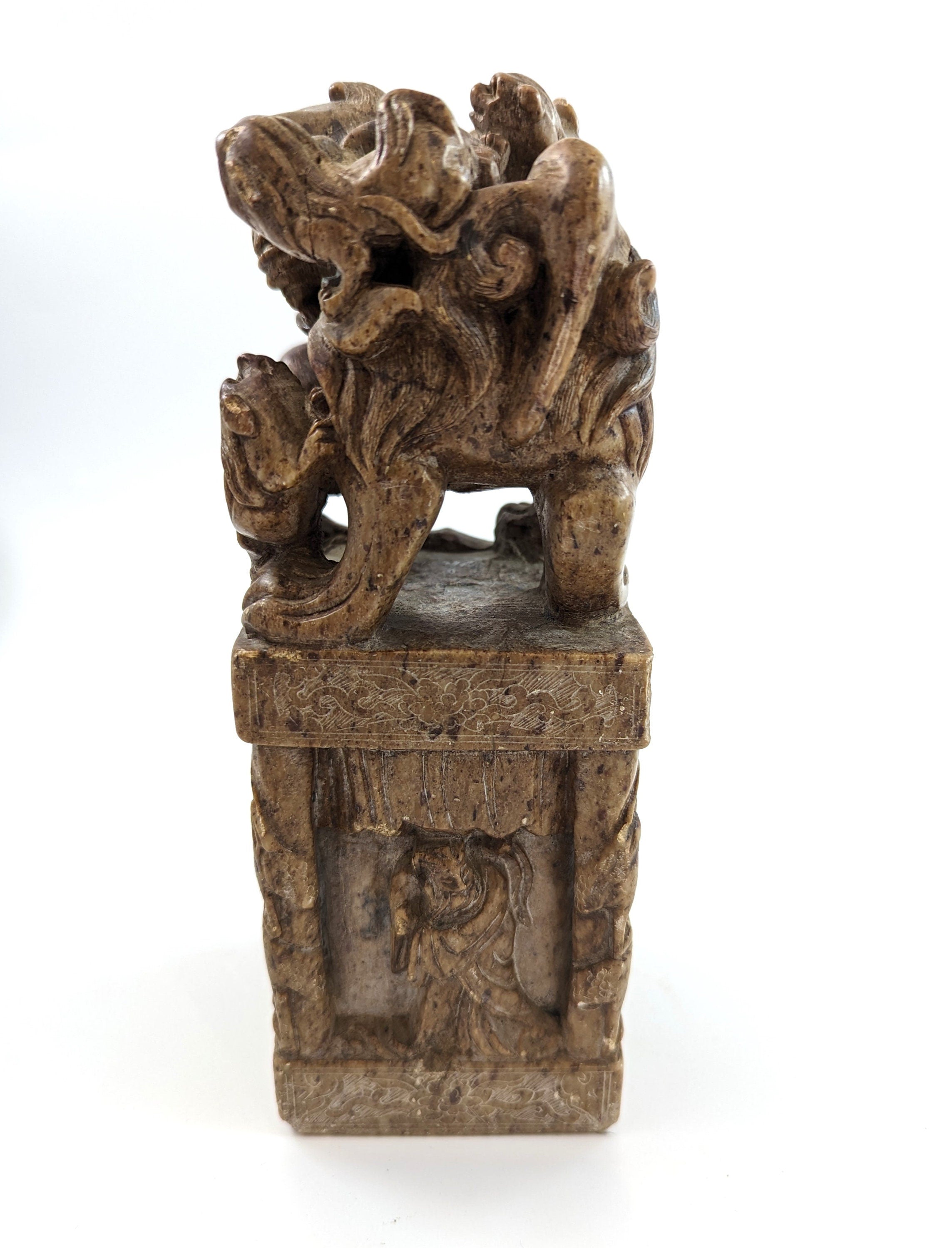 Antique pair of Chinese carved stone seals "Foo Dog" 19th century