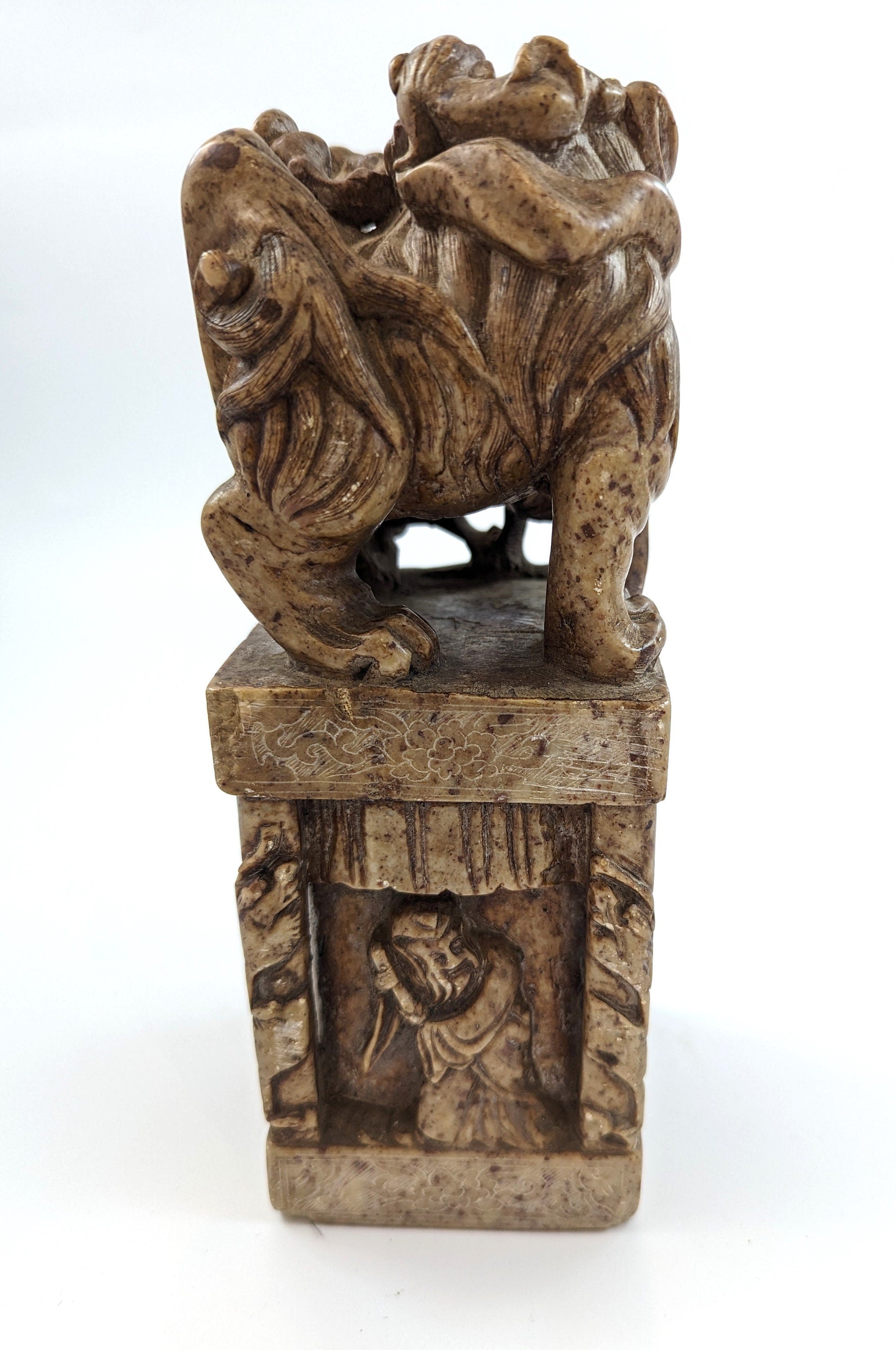 Antique pair of Chinese carved stone seals "Foo Dog" 19th century