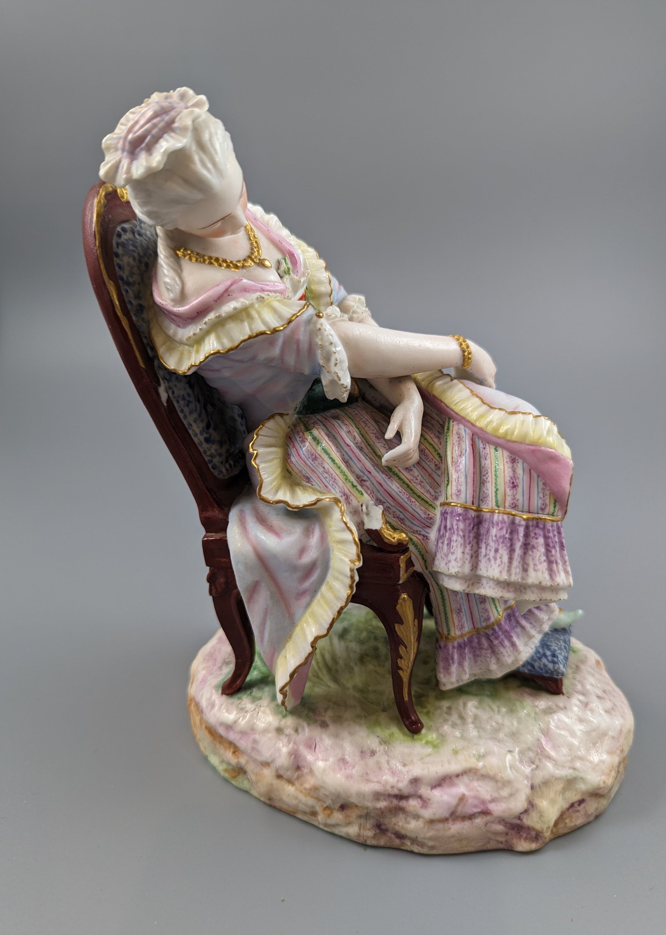 A 19th century Vion et Baury Paris biscuit porcelain figurine of a lady sleeping