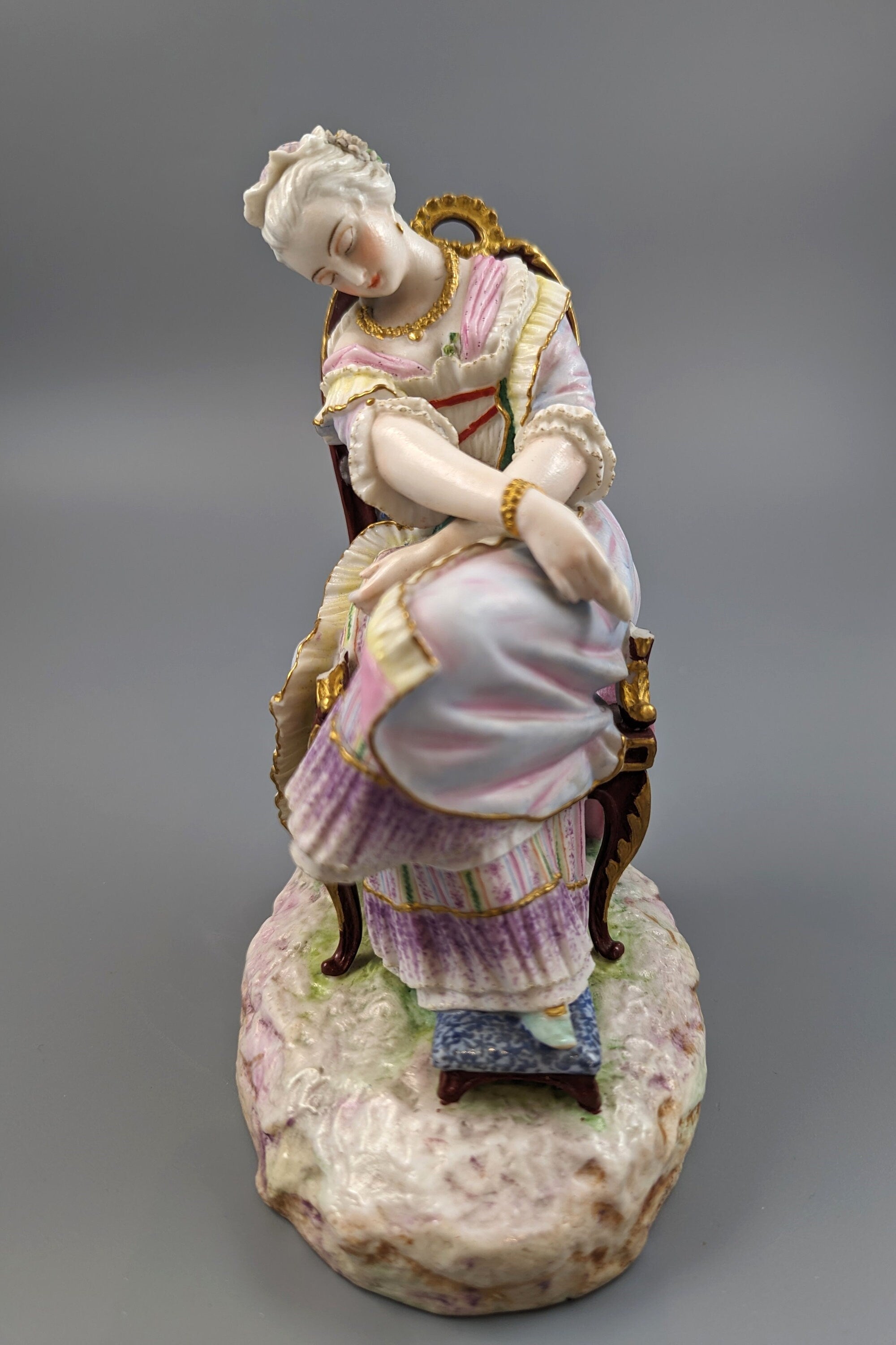 A 19th century Vion et Baury Paris biscuit porcelain figurine of a lady sleeping