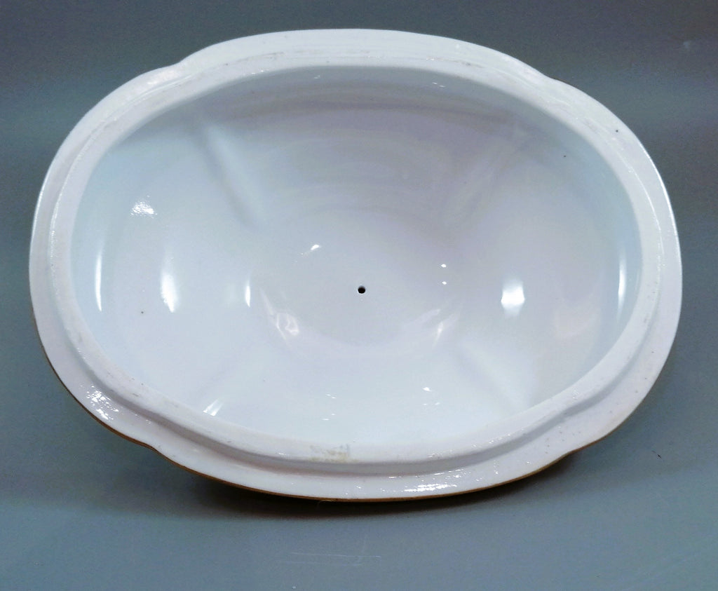 Antique large continental porcelain tureen with lid and stand