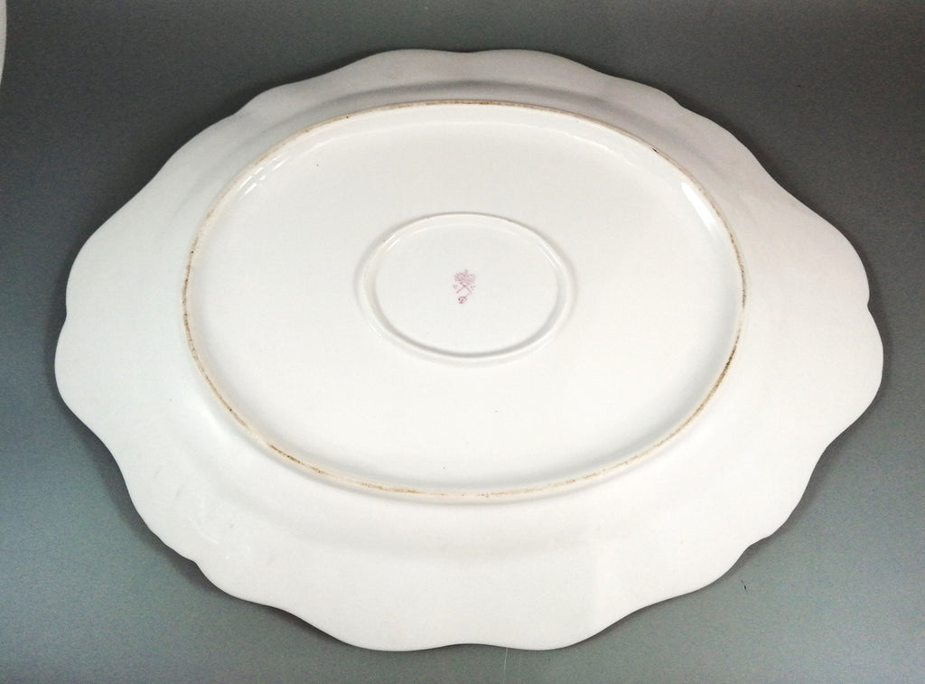 Antique large continental porcelain tureen with lid and stand