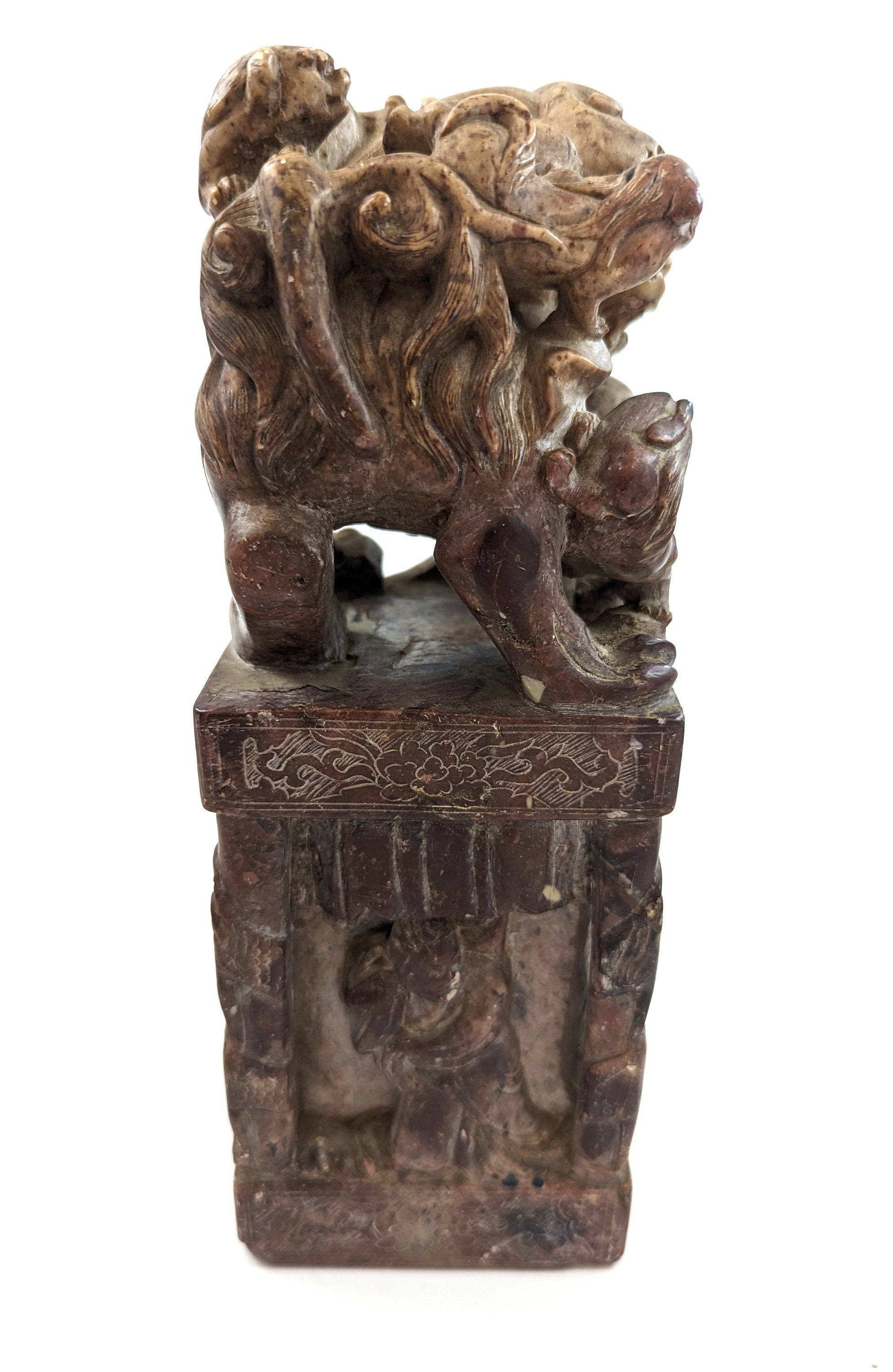 Antique pair of Chinese carved stone seals "Foo Dog" 19th century
