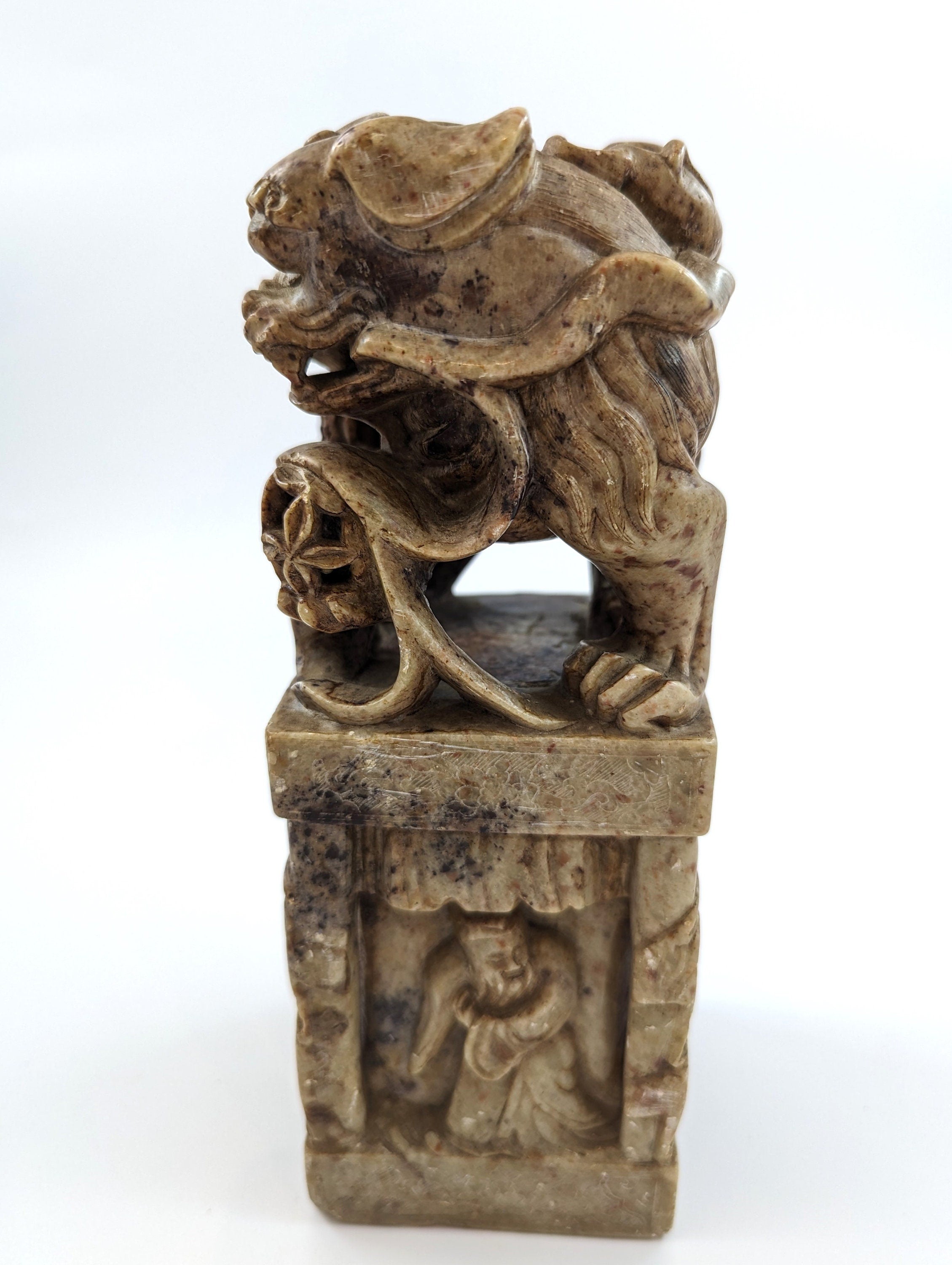 Antique pair of Chinese carved stone seals "Foo Dog" 19th century
