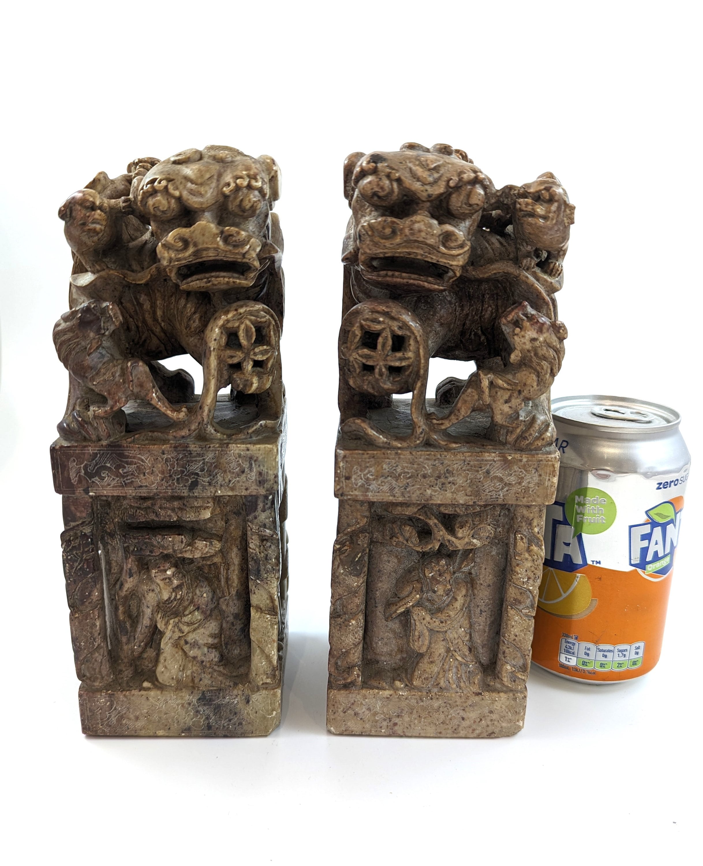 Antique pair of Chinese carved stone seals "Foo Dog" 19th century