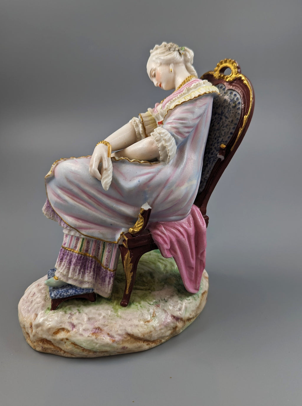 A 19th century Vion et Baury Paris biscuit porcelain figurine of a lady sleeping