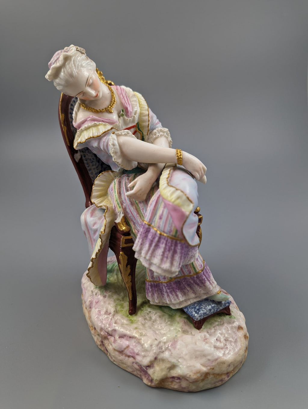 A 19th century Vion et Baury Paris biscuit porcelain figurine of a lady sleeping