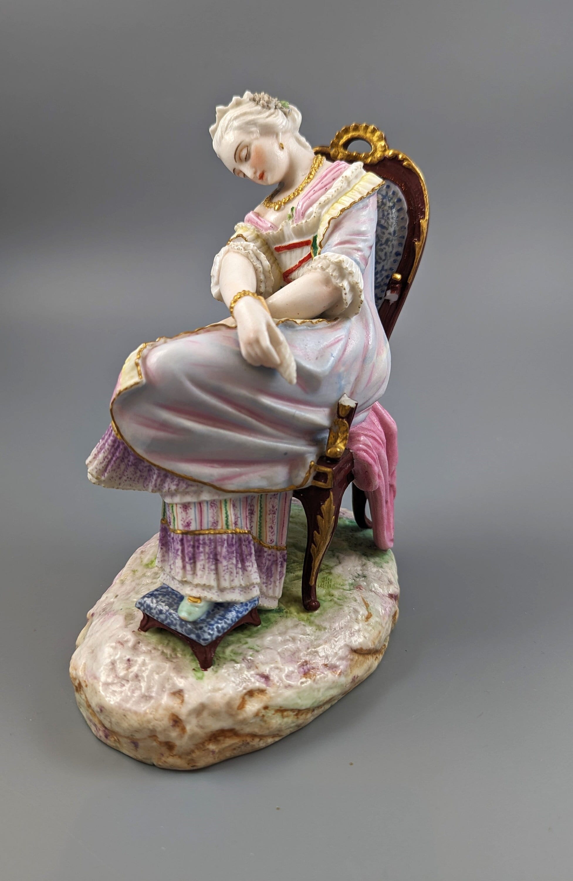 A 19th century Vion et Baury Paris biscuit porcelain figurine of a lady sleeping