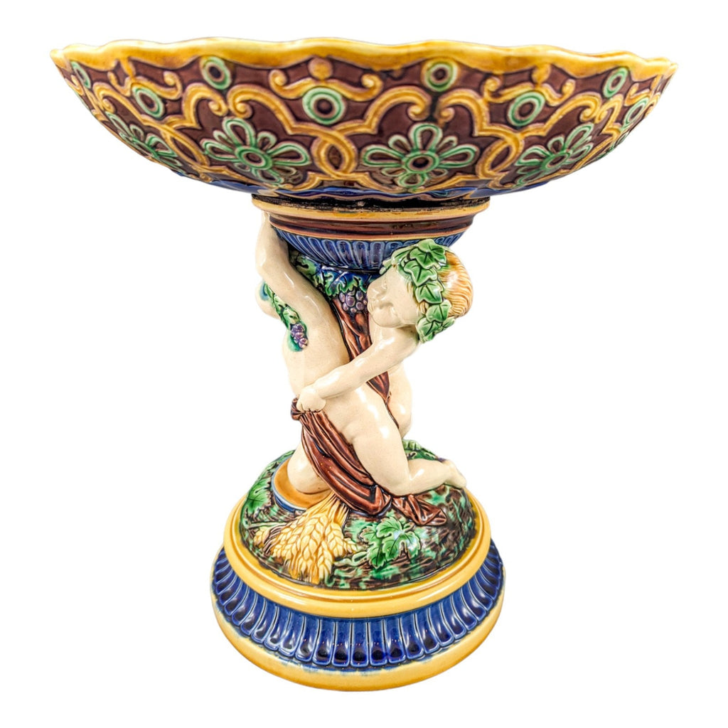Antique Minton Majolica Centerpiece, Bacchanalian Cupids,с.1864