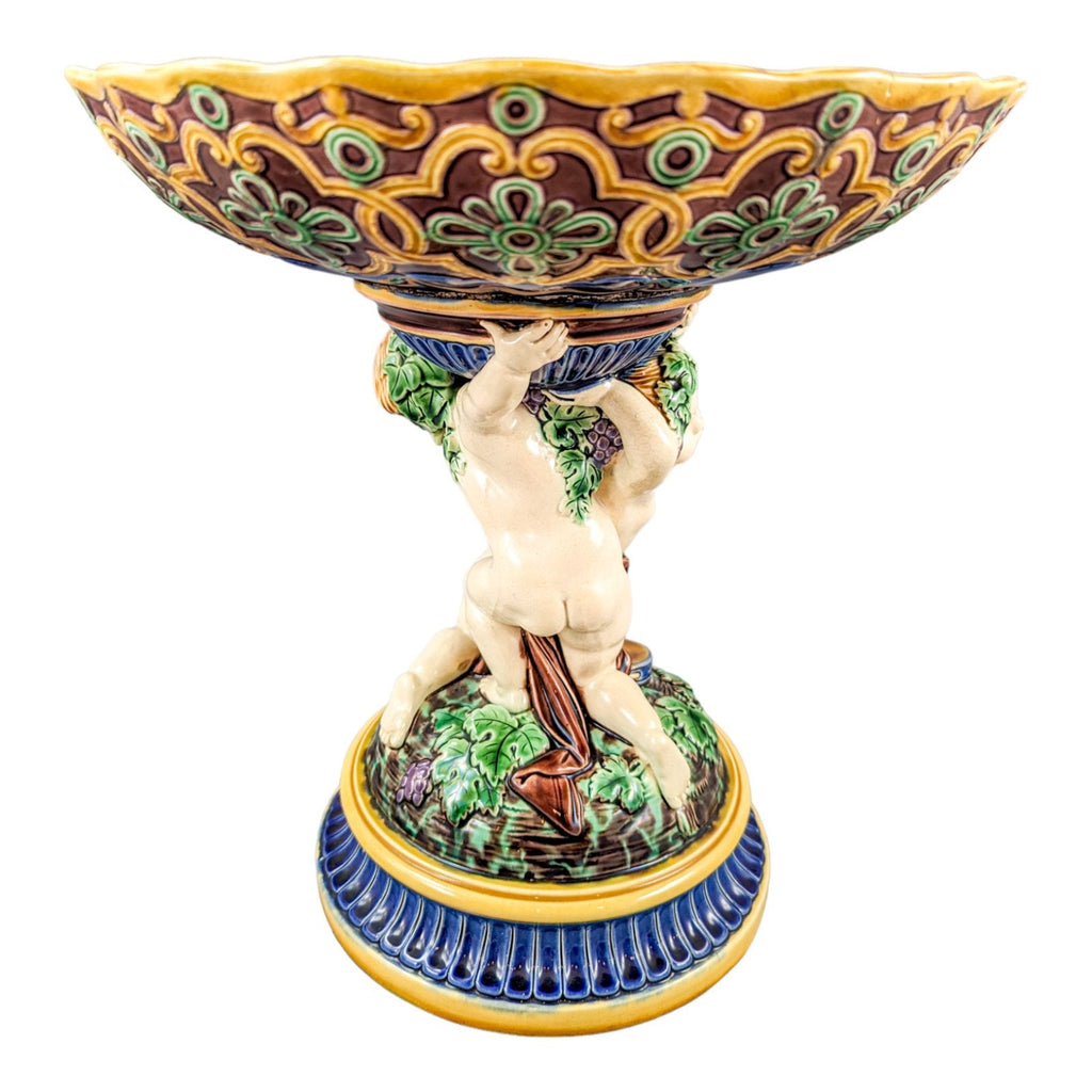 Antique Minton Majolica Centerpiece, Bacchanalian Cupids,с.1864