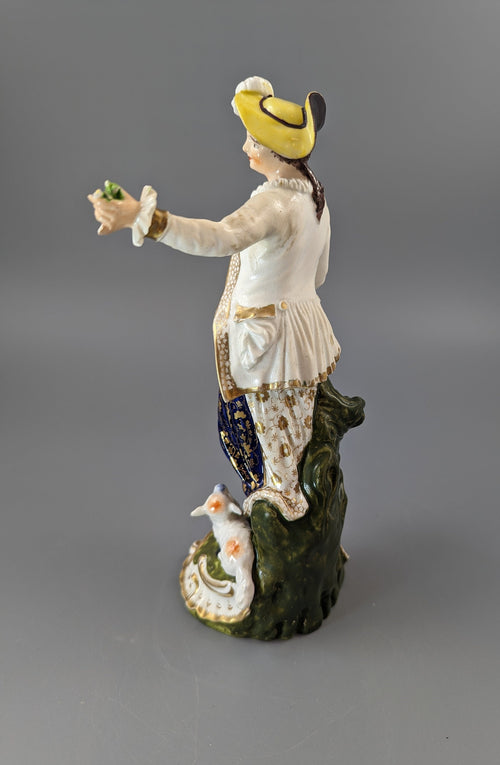 Antique Georgian Derby porcelain figurine of a shepherdess c.1830, the Bloor period