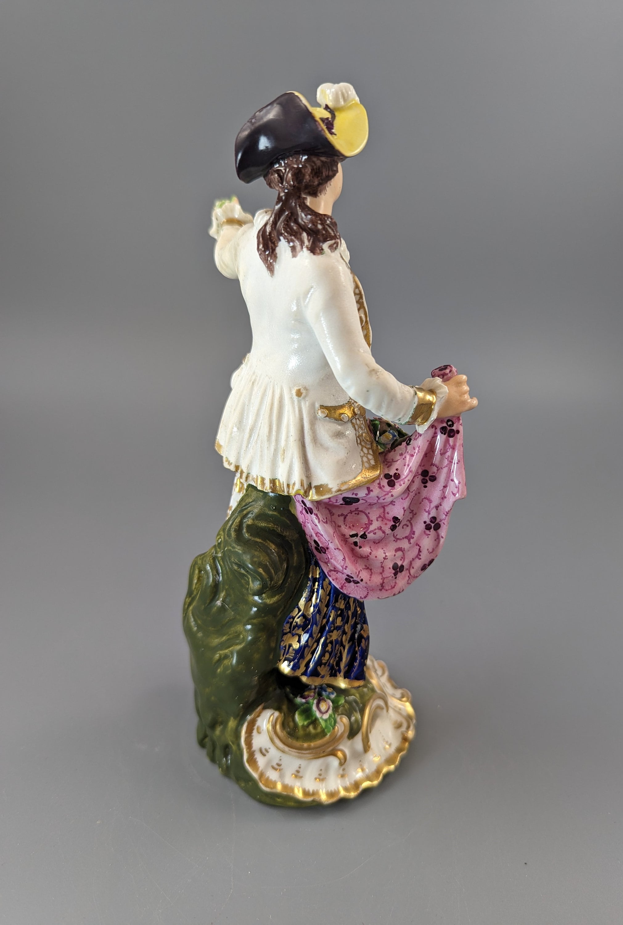 Antique Georgian Derby porcelain figurine of a shepherdess c.1830, the Bloor period