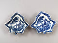Two Caughley blue and white pickle leaf dishes, c1780