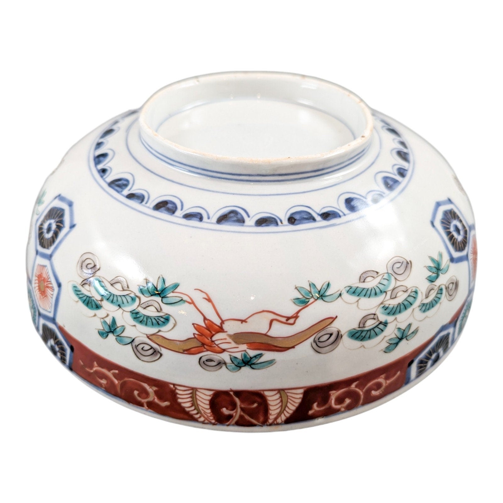 Antique Japanese Imari bowl with rare pattern.