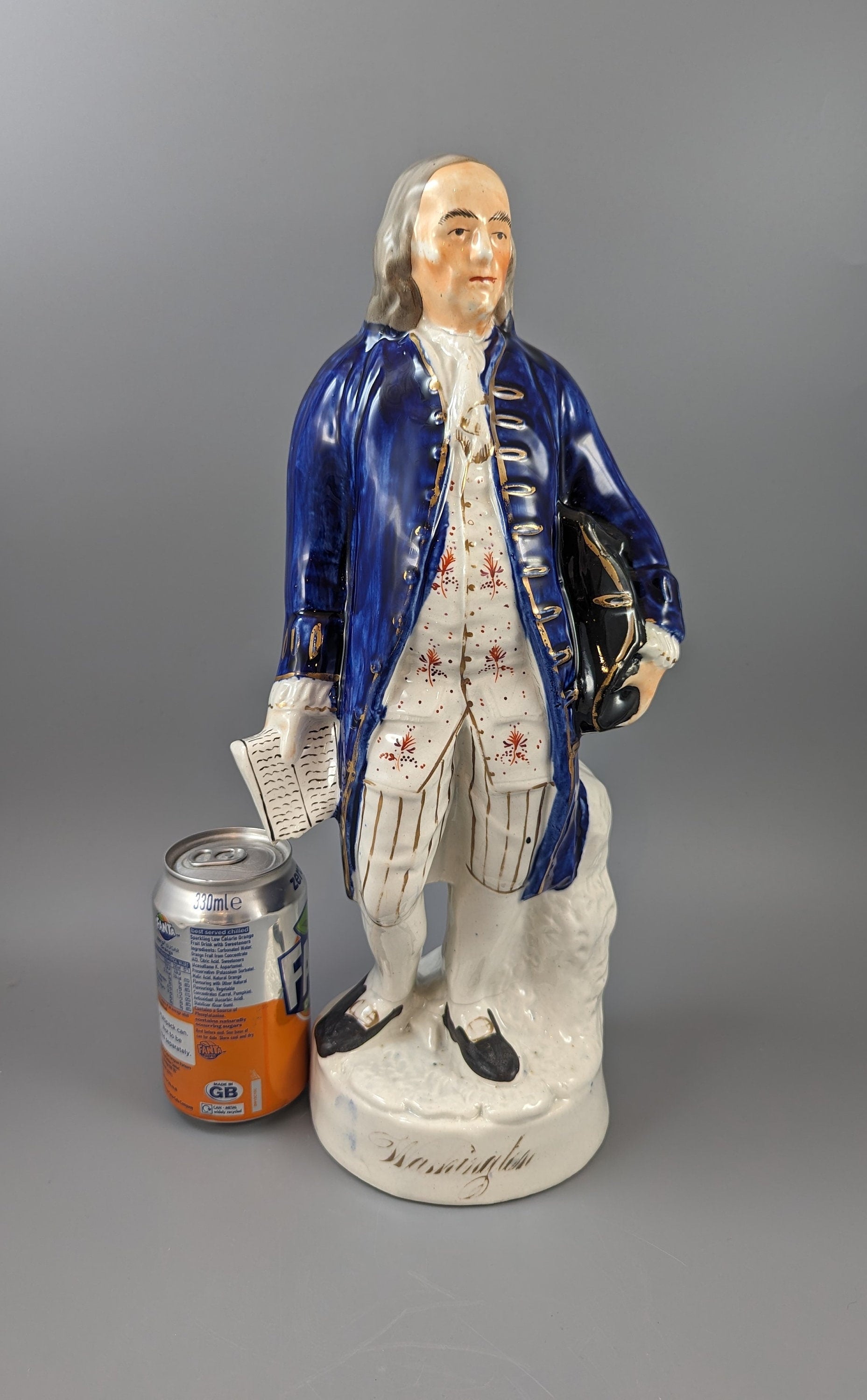 Rare Staffordshire Figure of Benjamin Franklin named Washington,circa1860.