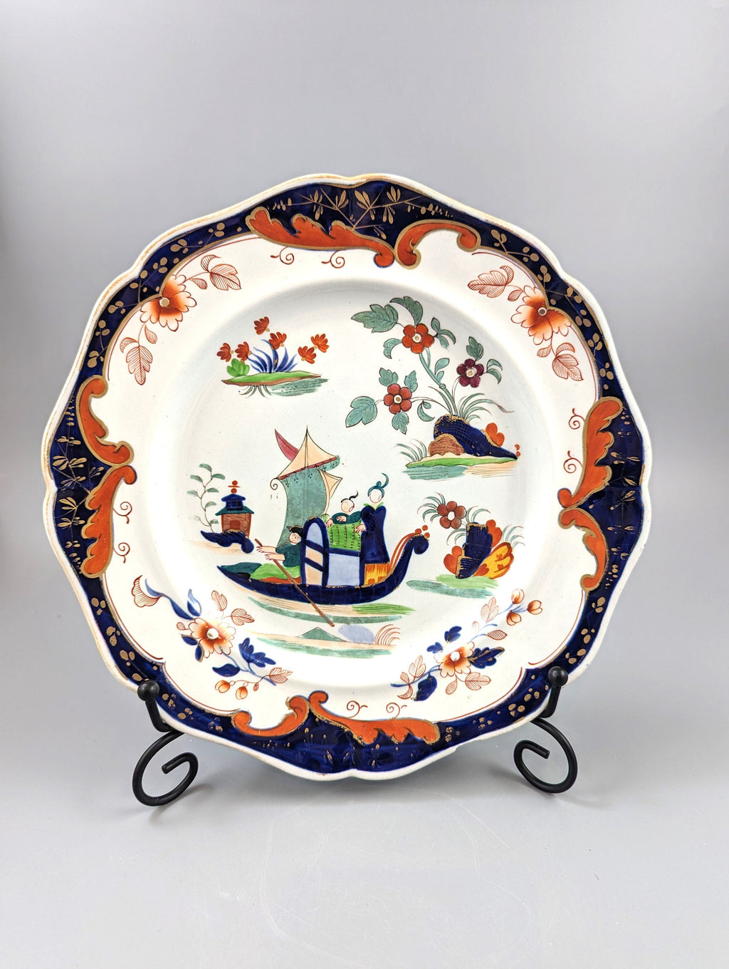 John Ridgway Ironstone Plate Hand Painted  Pattern 5057  Royal Arms Mark,c.1830