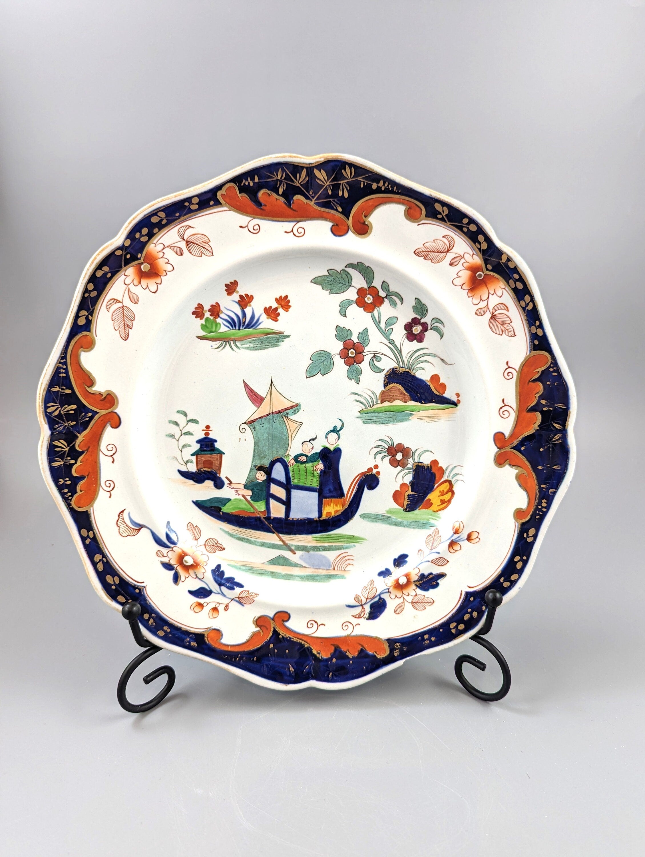 John Ridgway Ironstone Plate Hand Painted  Pattern 5057  Royal Arms Mark,c.1830